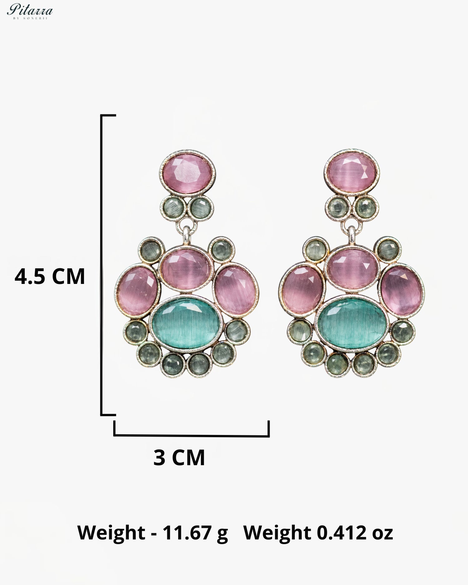 Pastel Mint & Blush Silver Look Alike Statement Choker Set