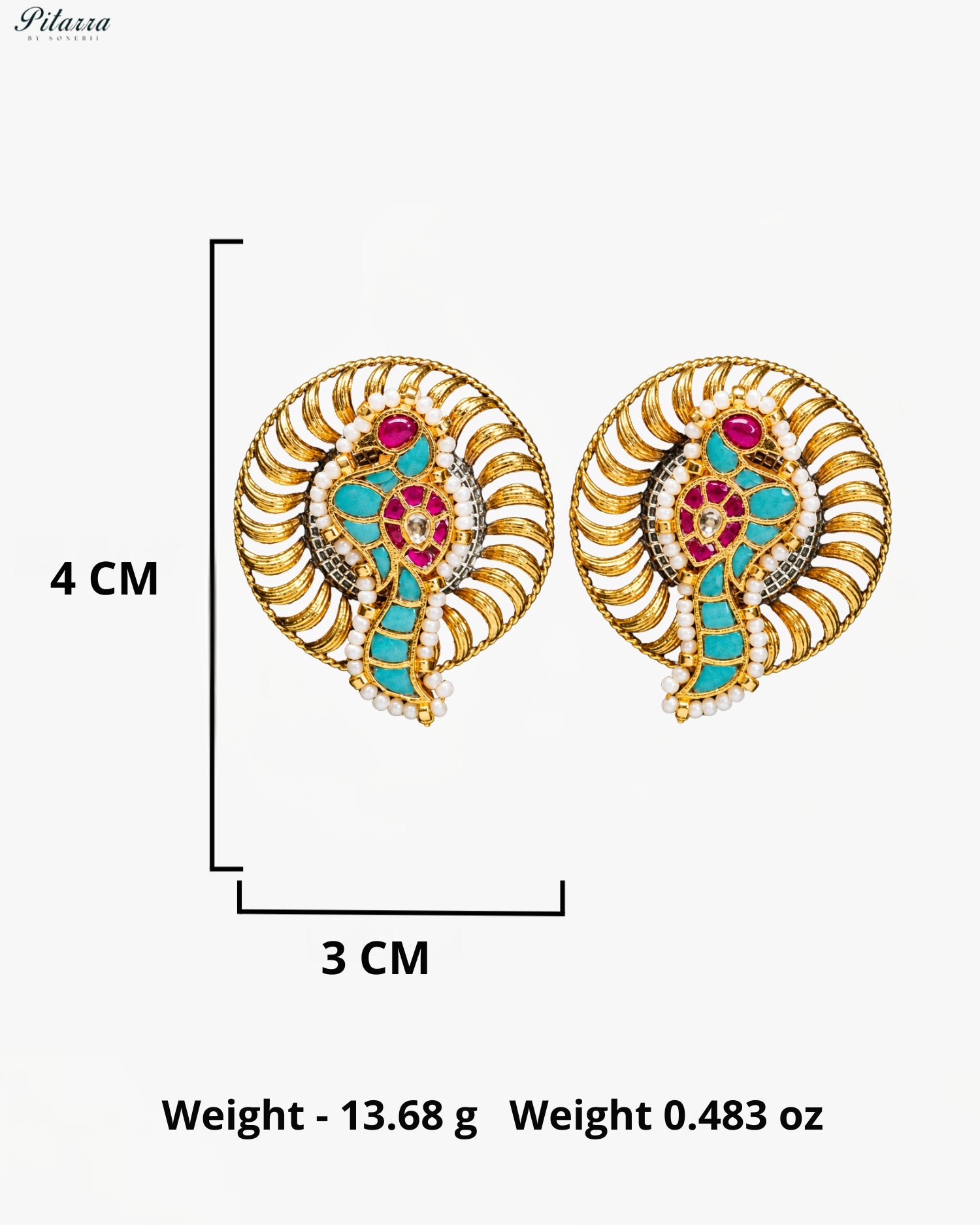 Royal Peacock Motif Silver Look Alike Statement Necklace Set