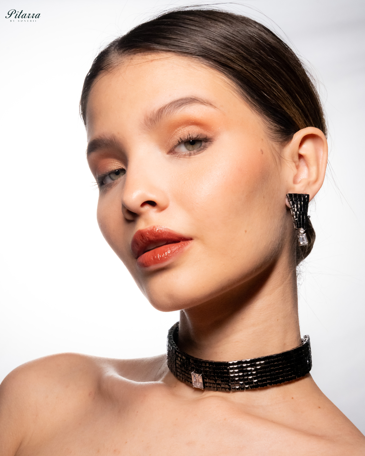 Black CZ Choker Set_Side Angle