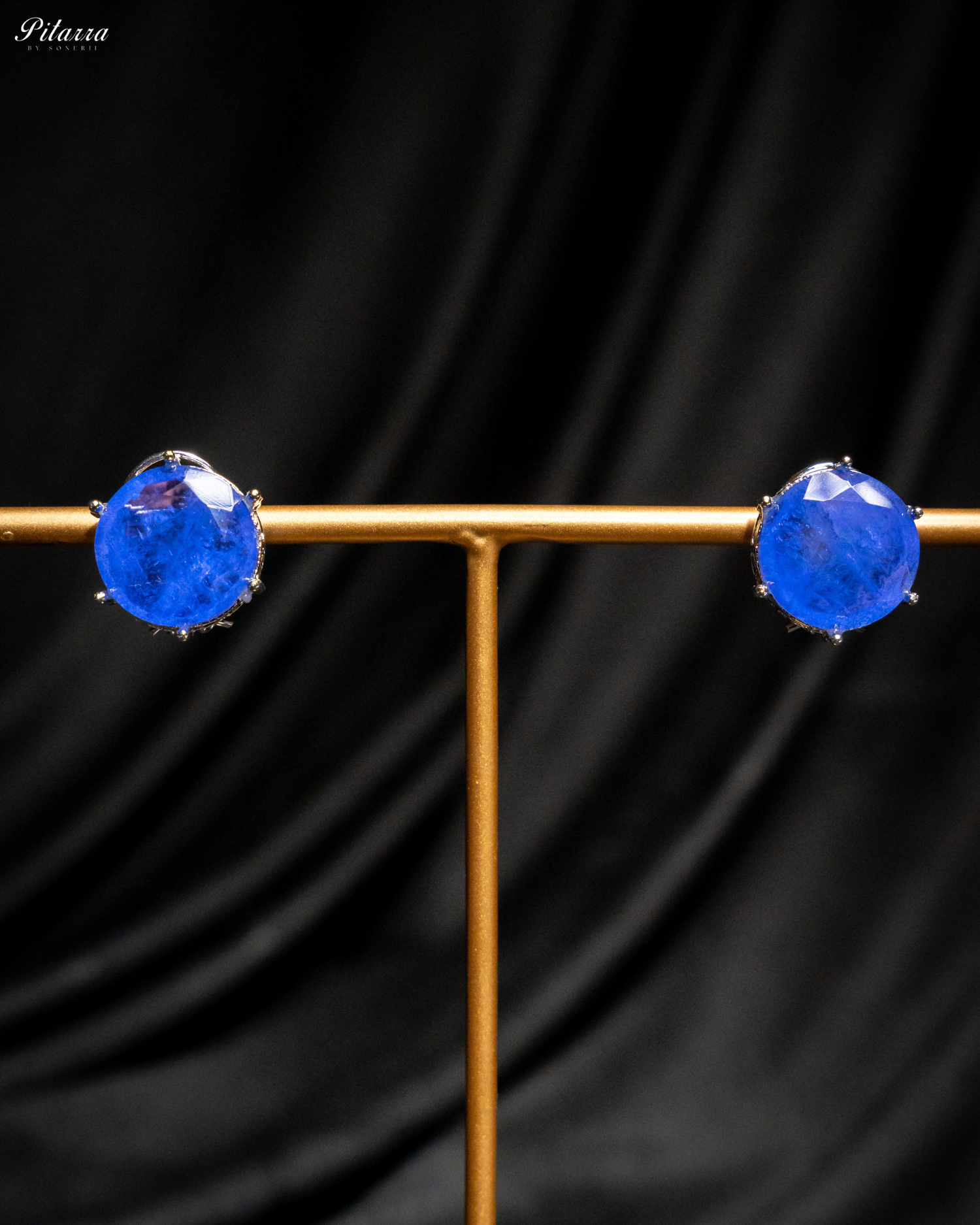 Blue Drop Stone CZ Necklace Set_Earrings