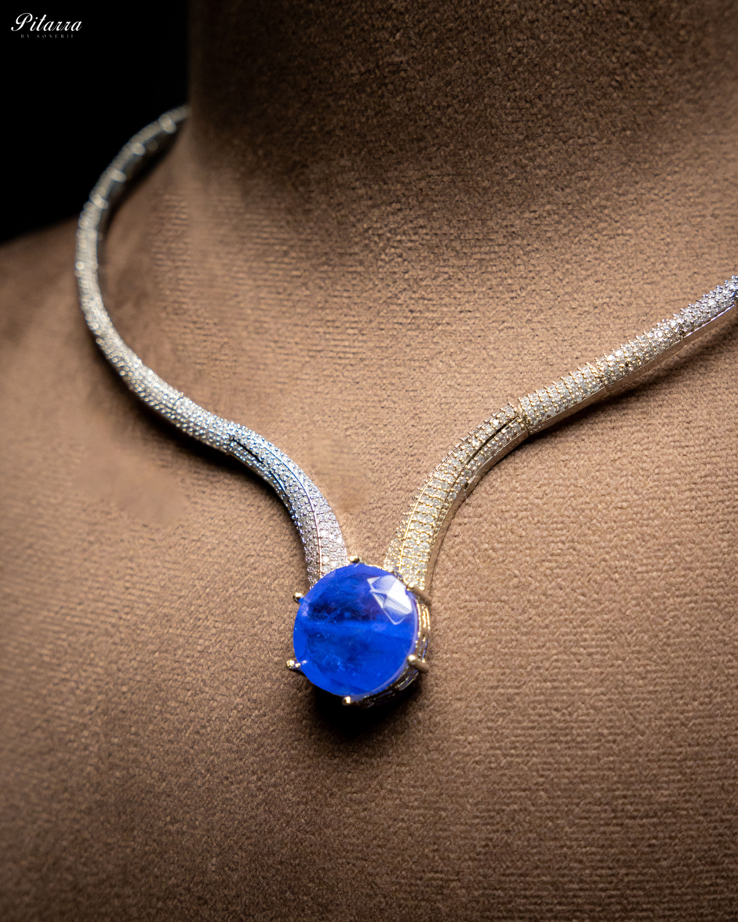 Blue Drop Stone CZ Necklace Set_Zoom Angle