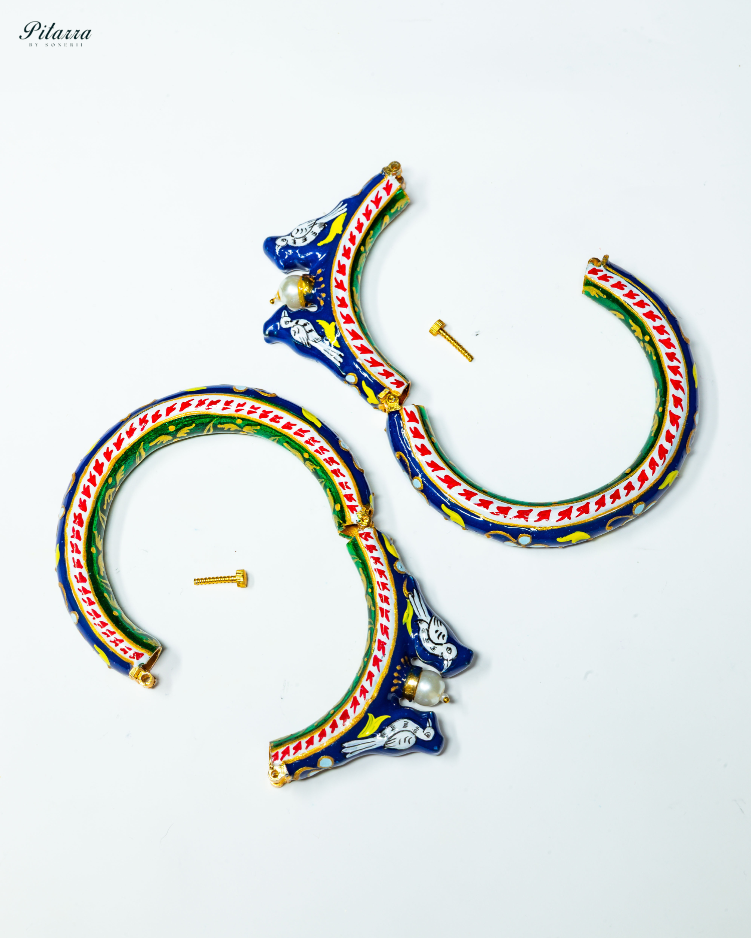Blue Traditional Kundan Bangle Set_Open Image