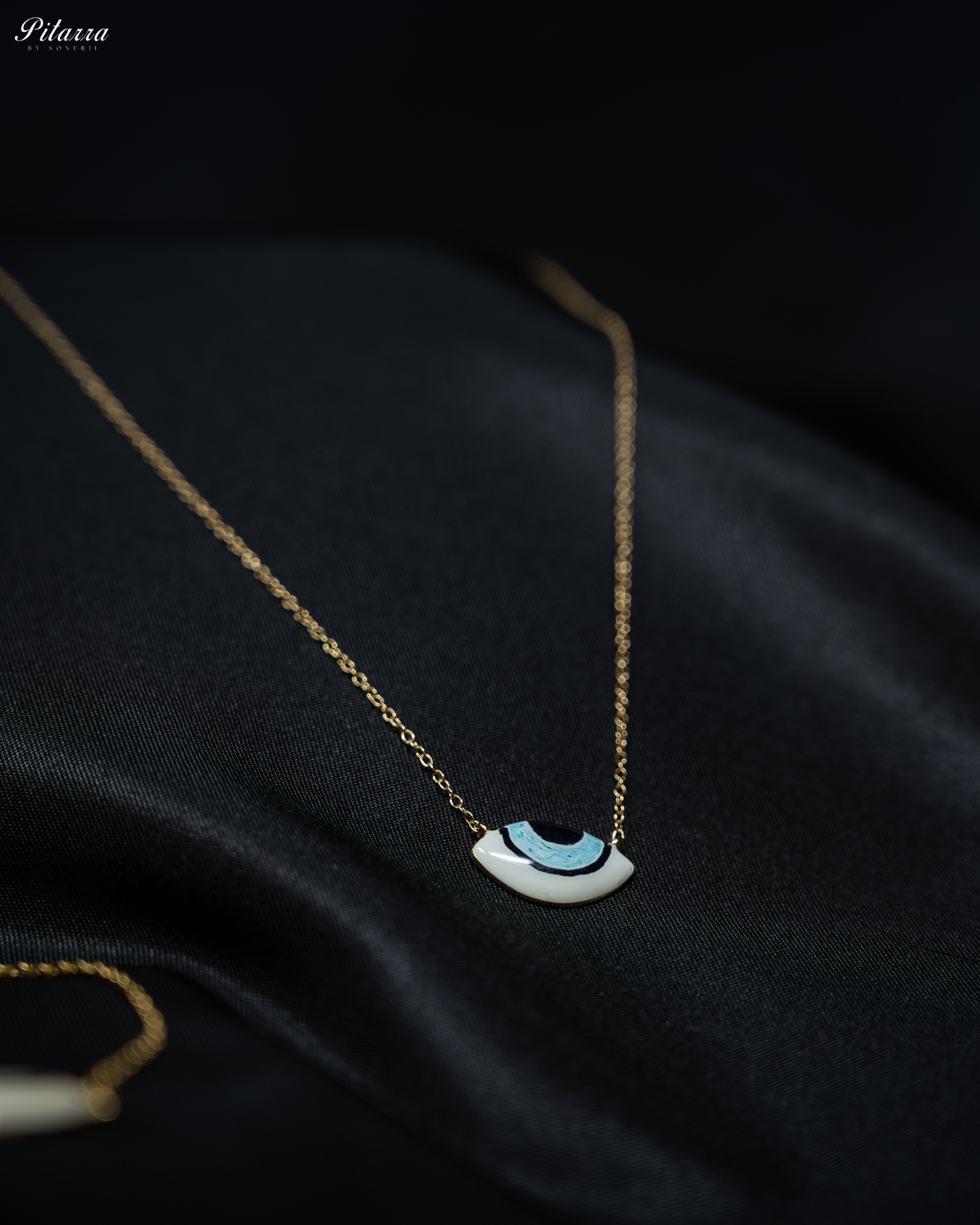 Light Blue Evil Eye Gold Chain 92.5 Silver Necklace