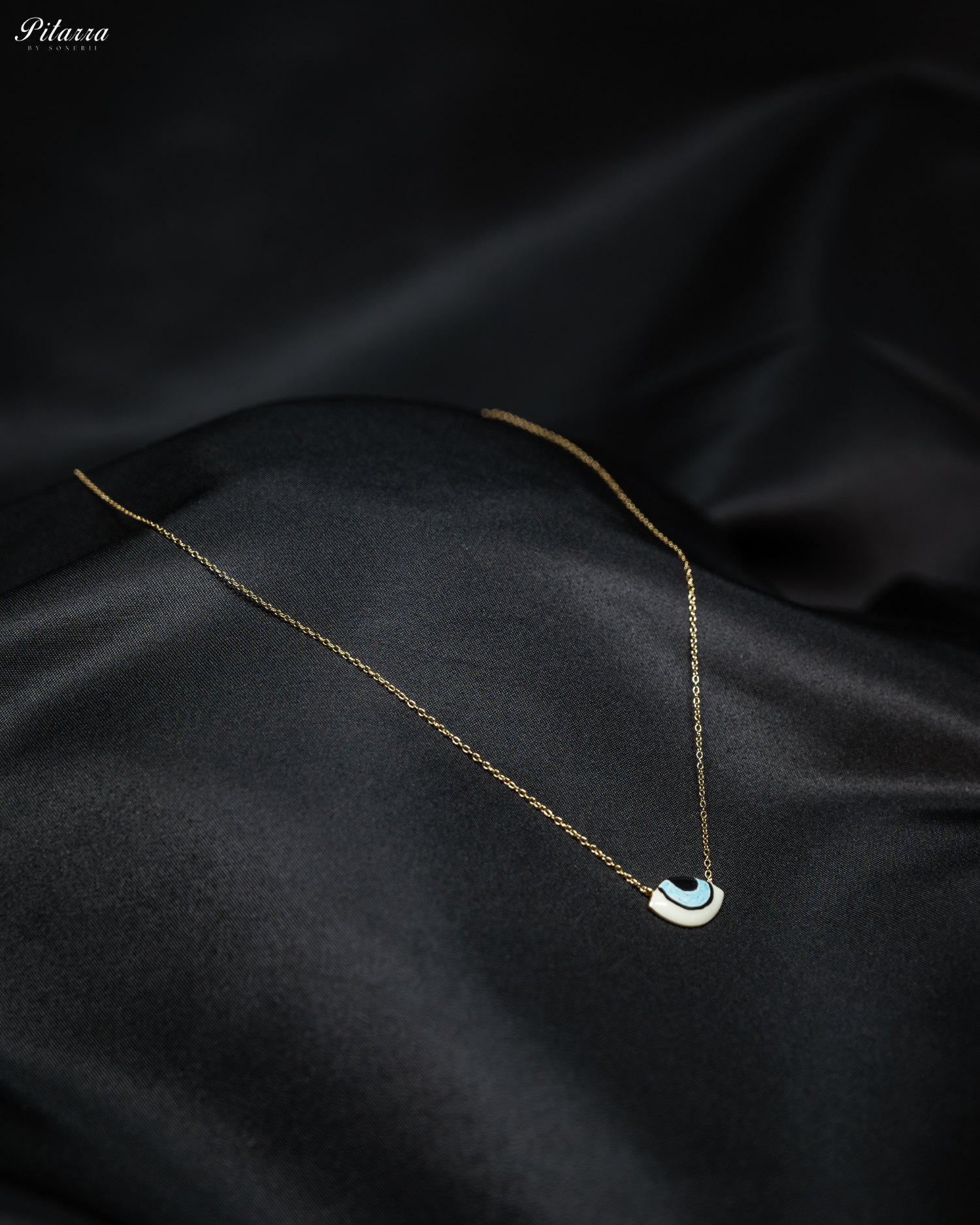 Light Blue Evil Eye Gold Chain 92.5 Silver Necklace