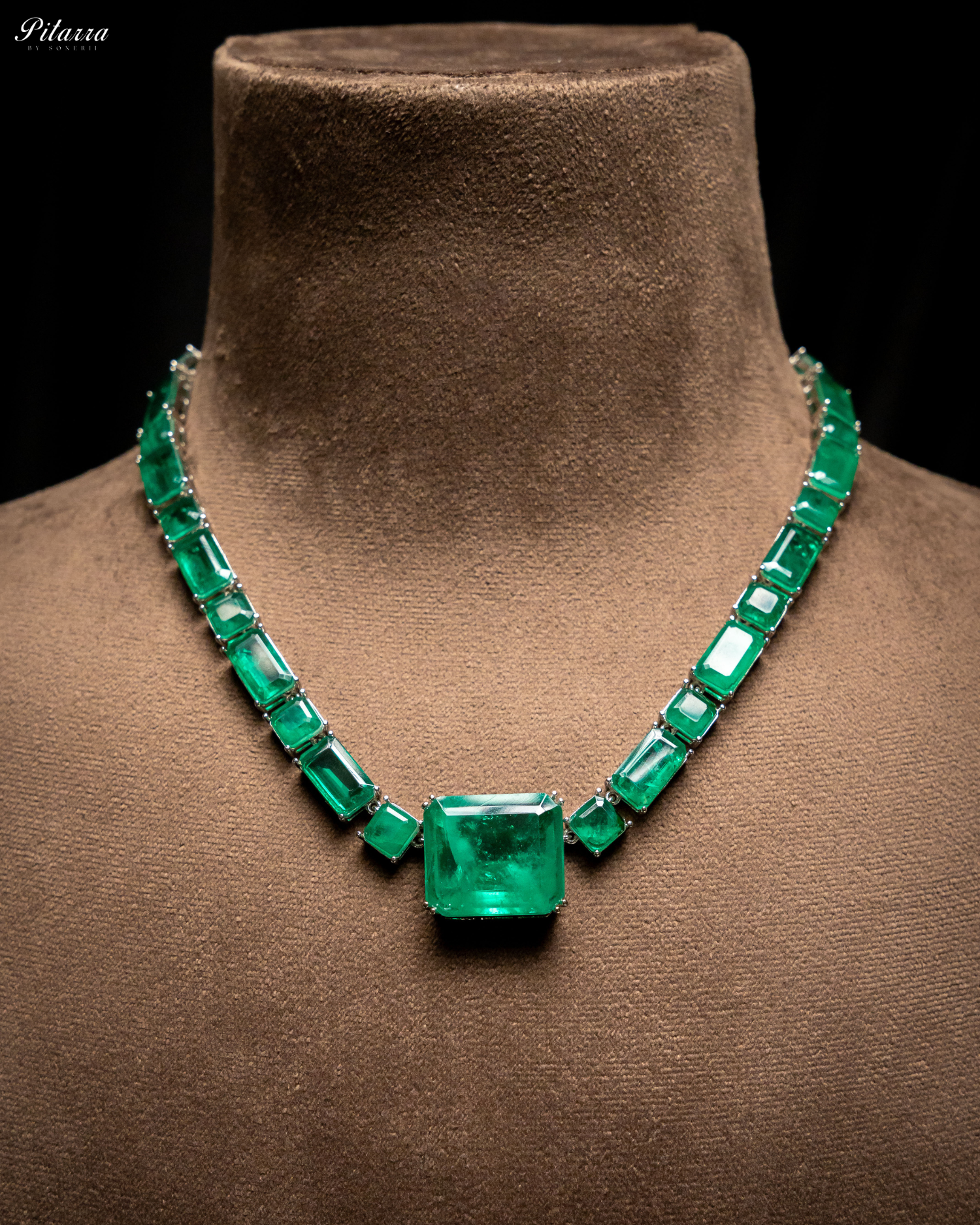 Classic Square Emerald Green CZ Necklace Set_Necklace