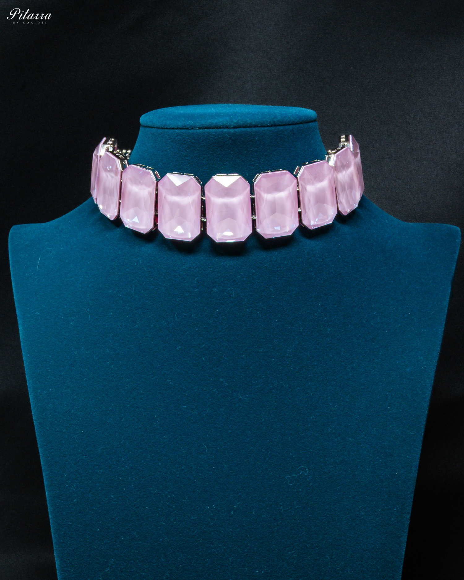 Elite Mauve Stone Crystal Choker Set_Front Image