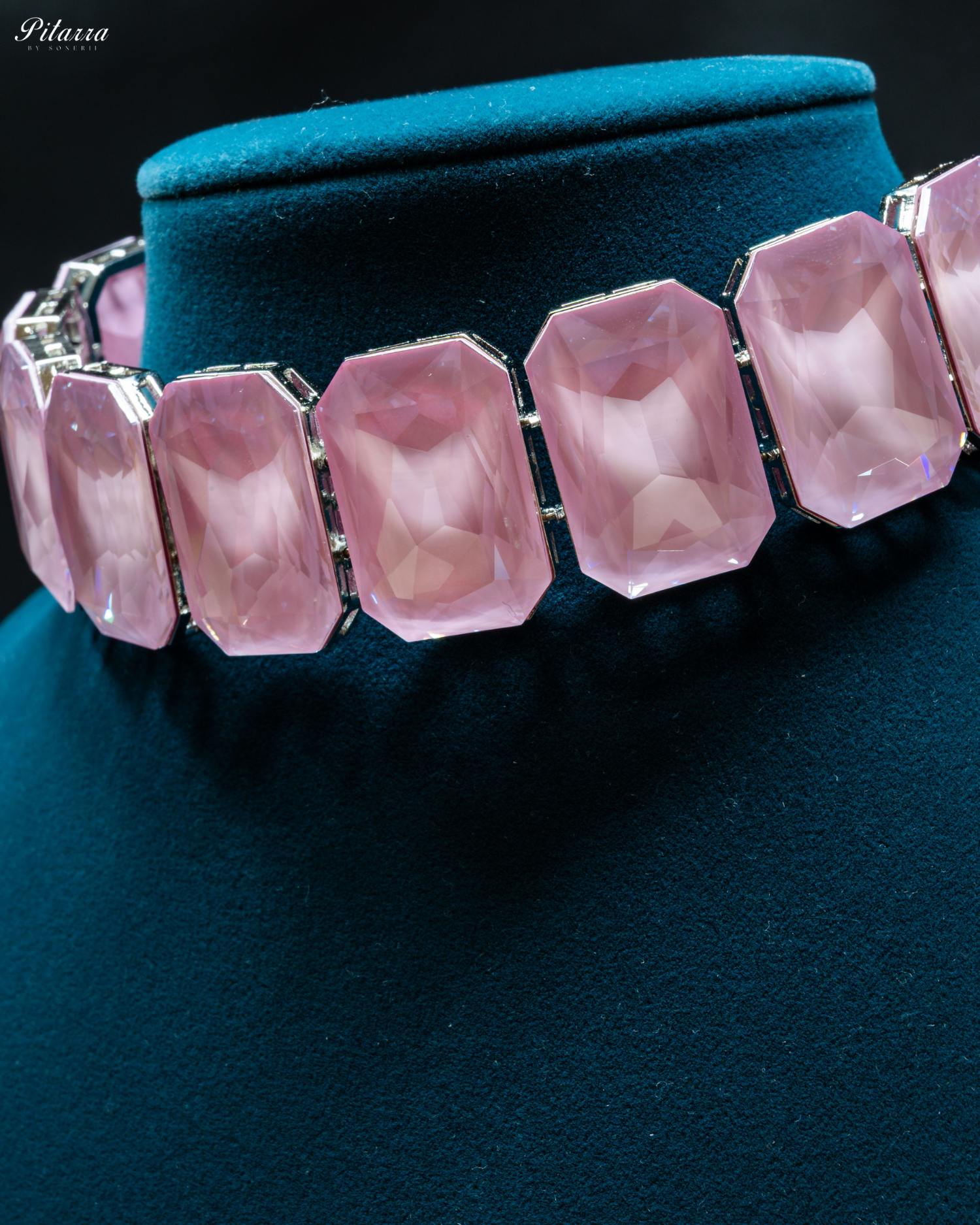 Elite Mauve Stone Crystal Choker Set_Zoom Angle