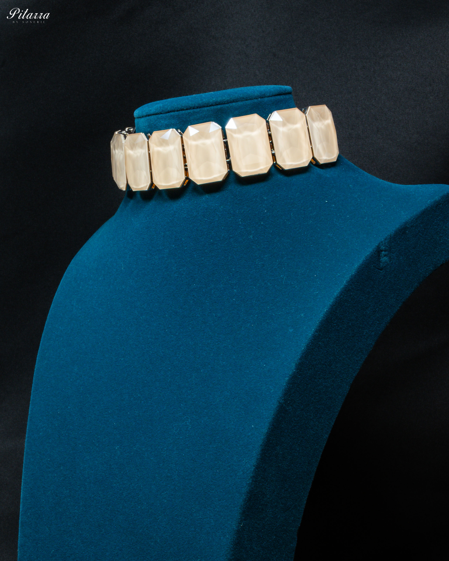 Elite Pastel Stone Crystal Choker Set_Side Angle