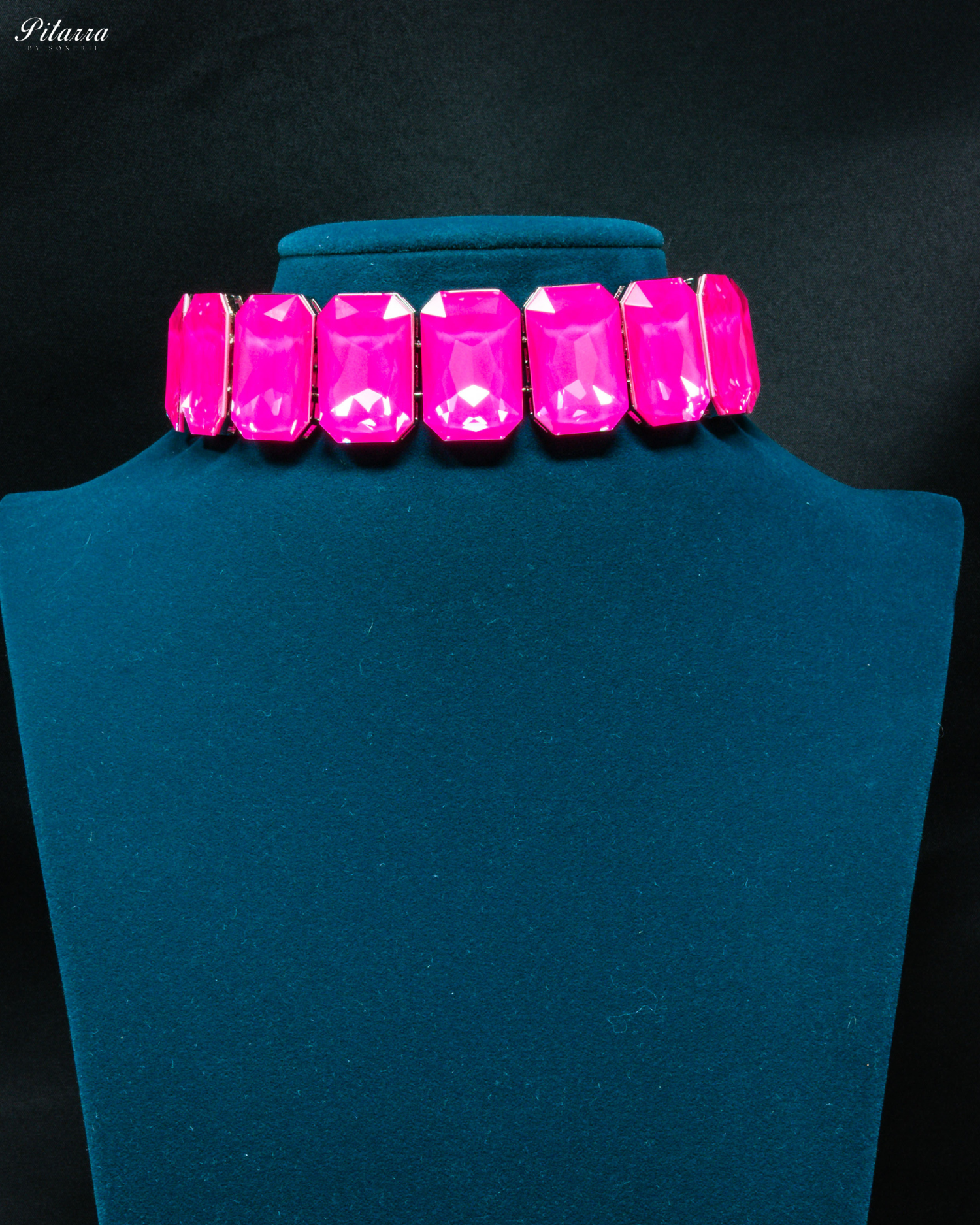 Elite Pink Stone Crystal Choker Set_Front Image