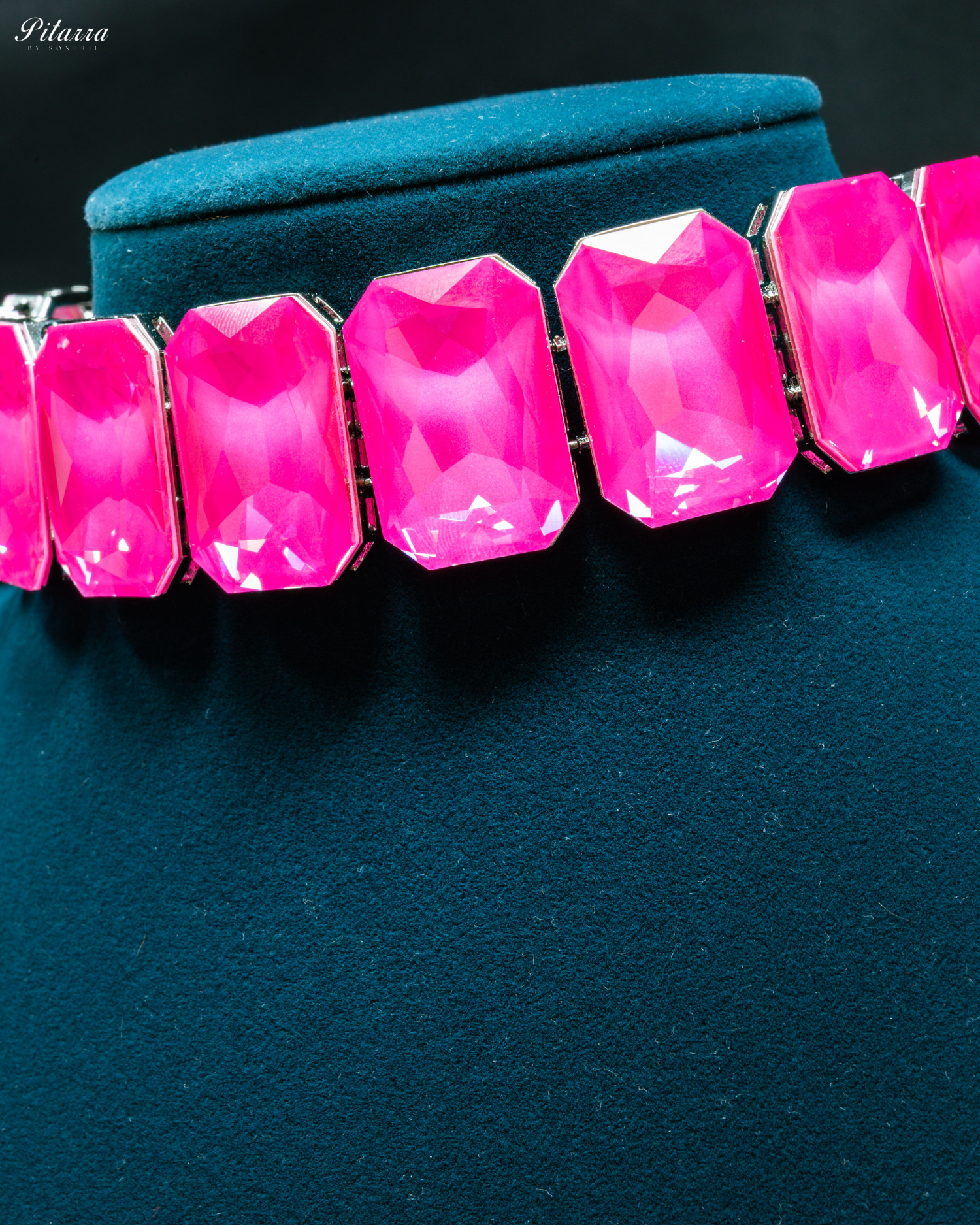 Elite Pink Stone Crystal Choker Set_Zoom Angle