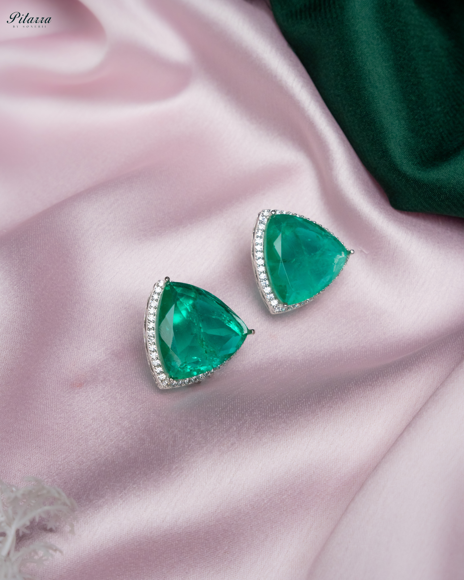 Emerald Green Colored Stone CZ Earrings_Main Image