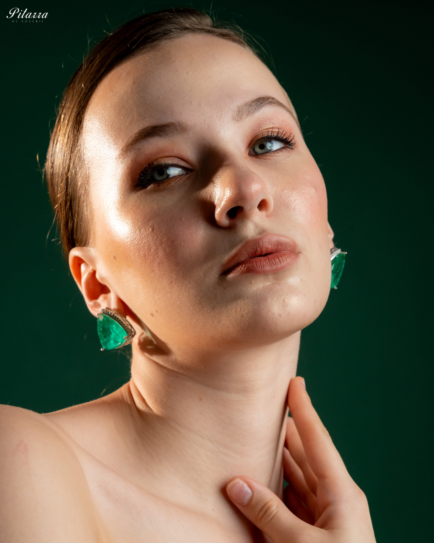 Emerald Green Colored Stone CZ Earrings_Side Earrings
