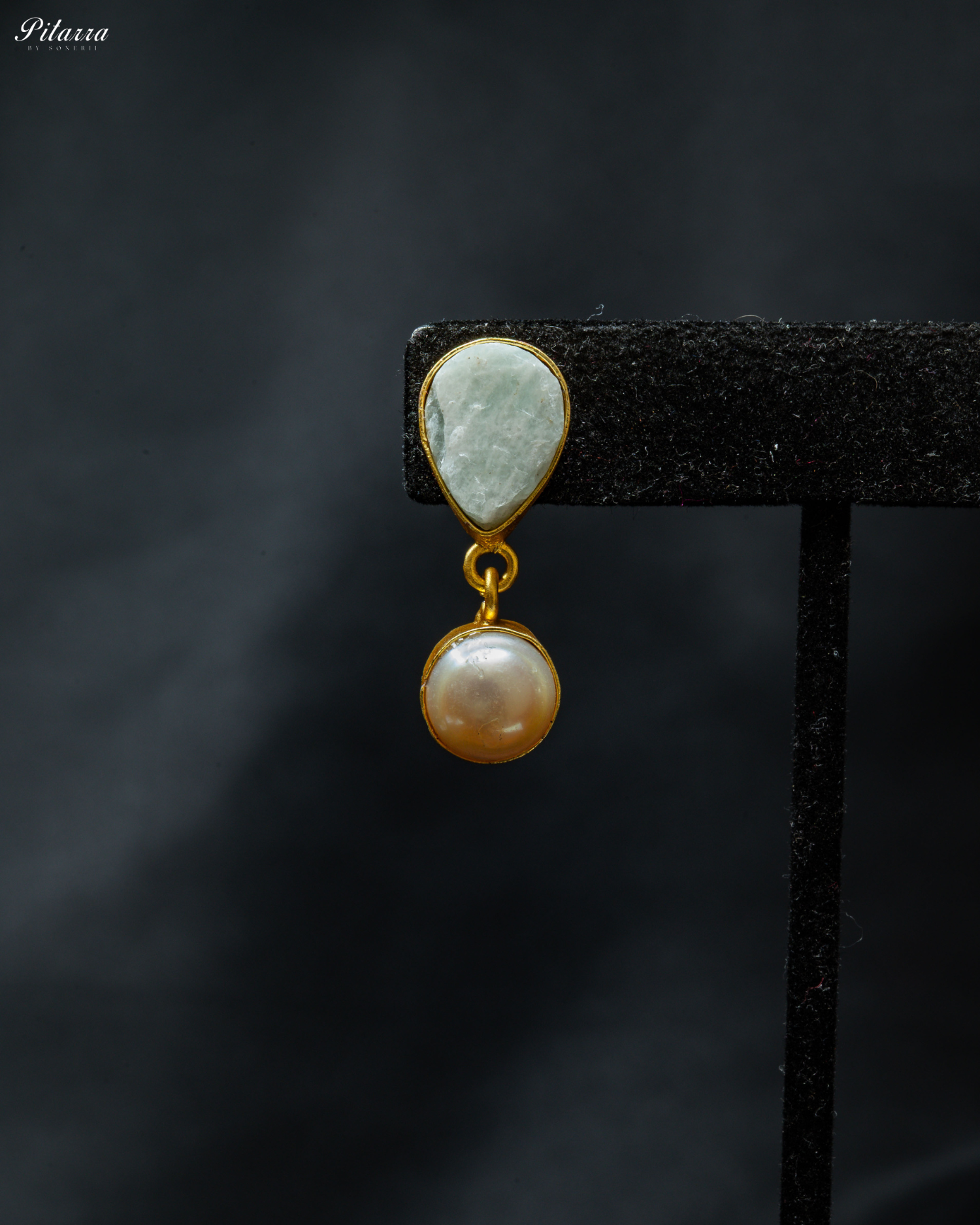 Gold Finish Green Stone Kundan Necklace Set_Zoom Earrings