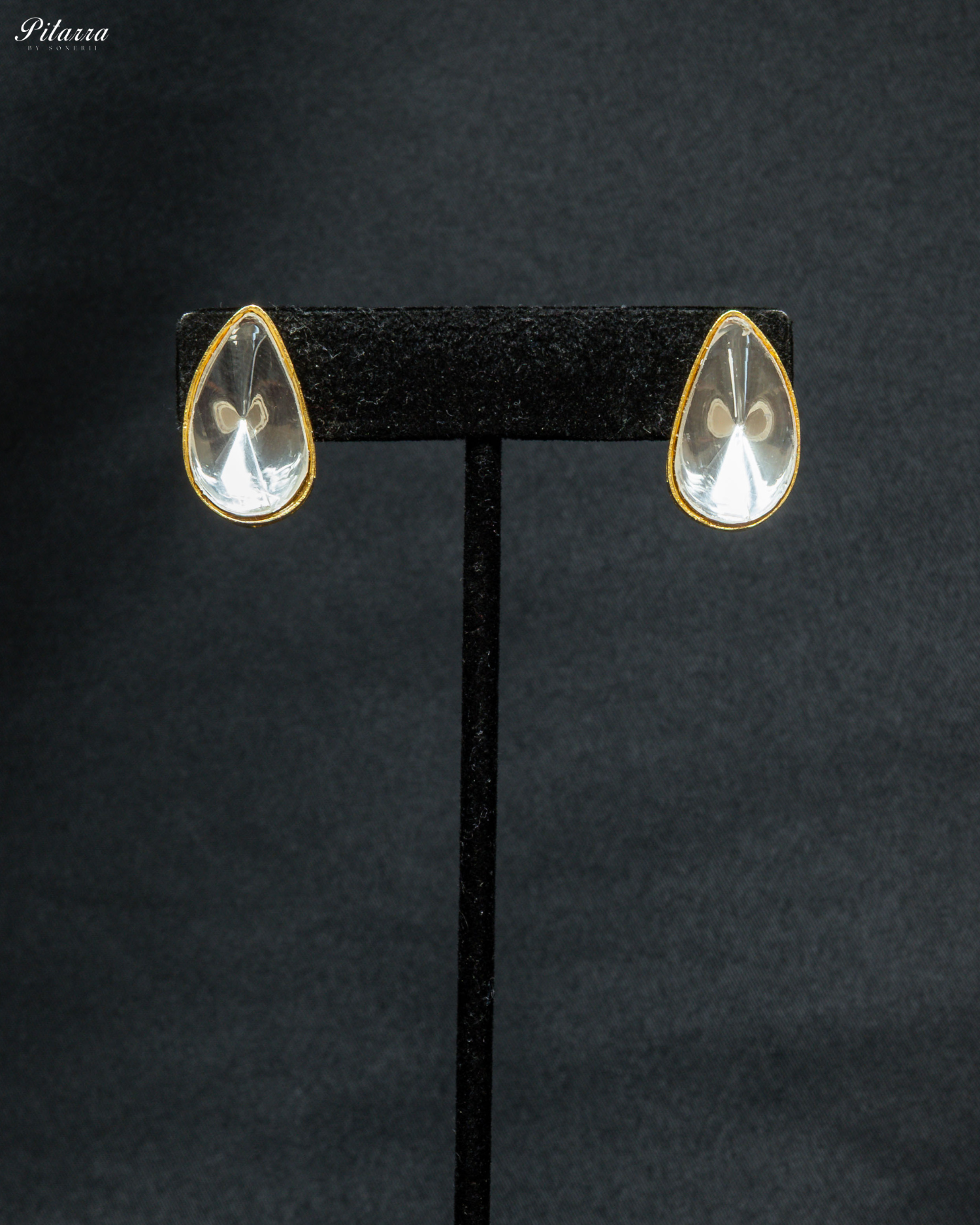 Gold Moissanite Doublet Kundan Pendant Set_Earrings