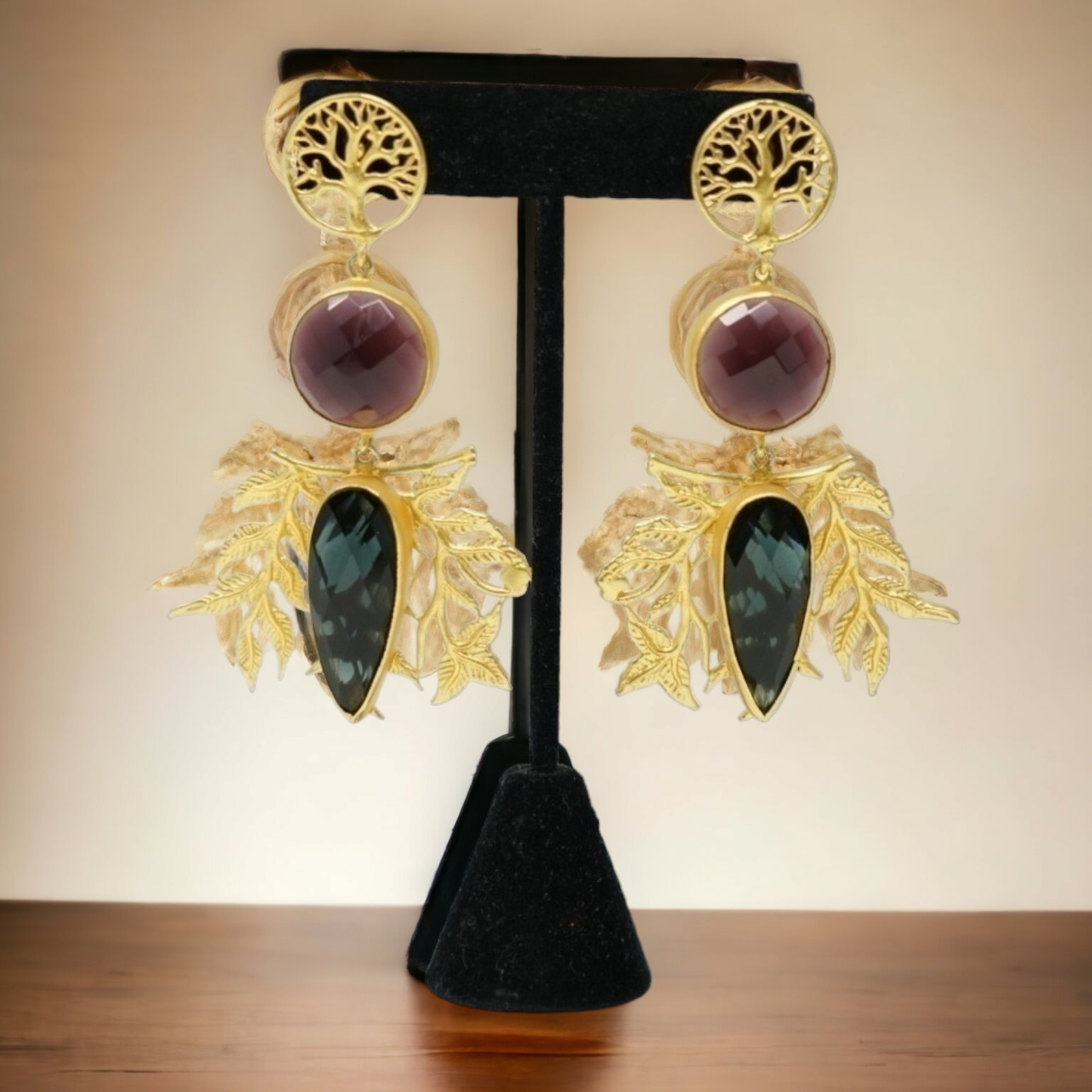 Golden Dual Color Hanging Earrings
