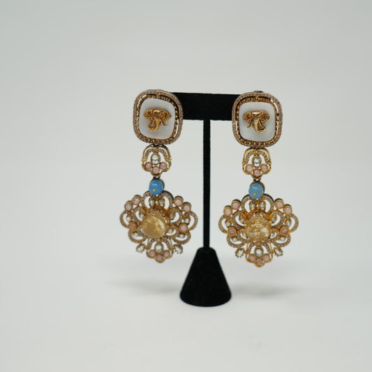 Golden Elegant Print Designer Earrings