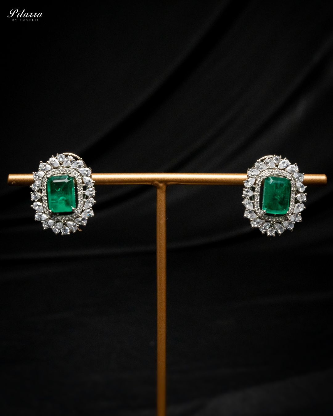 Green Cubic Zircon Choker Set_Earrings