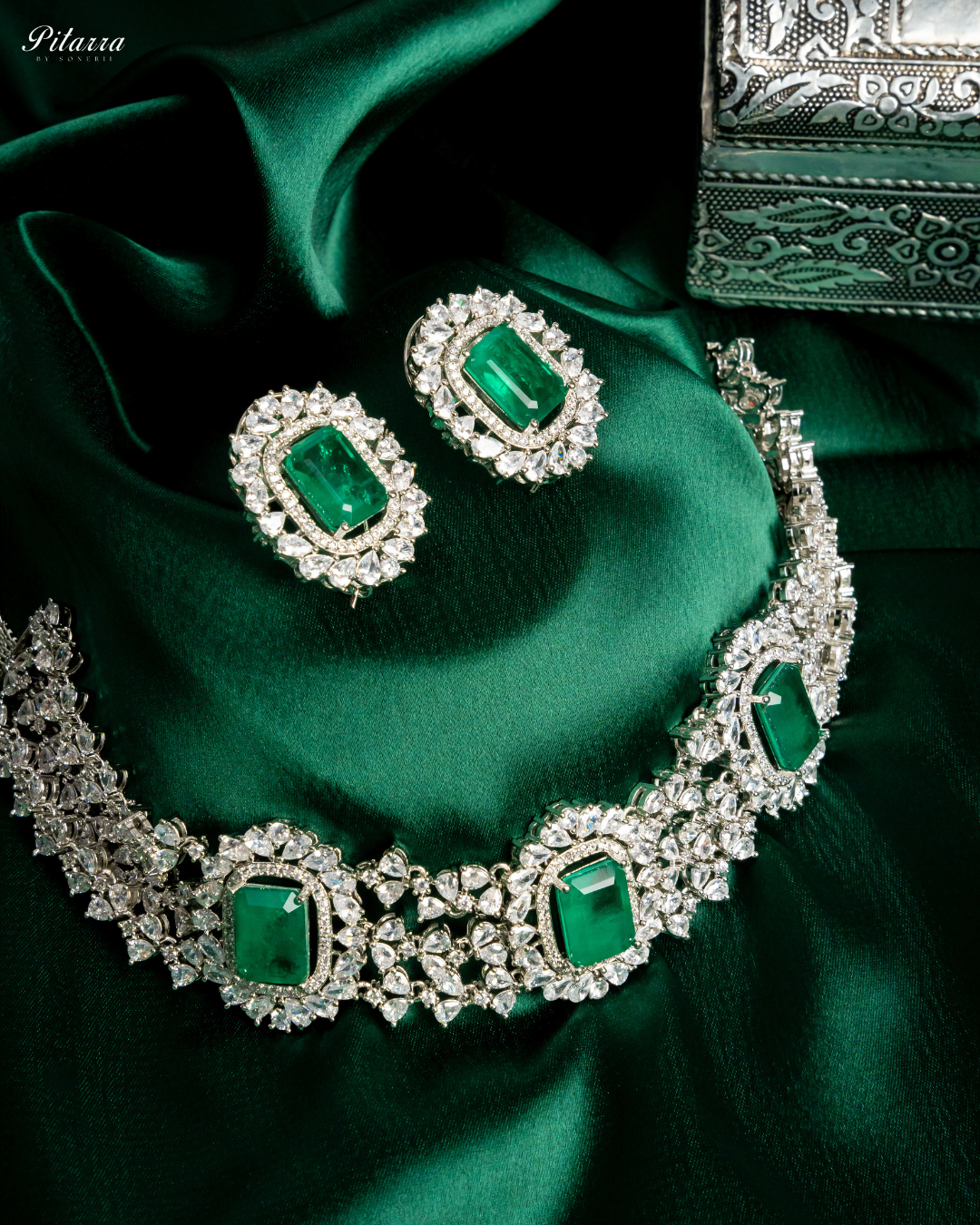 Green Cubic Zircon Choker Set_Image
