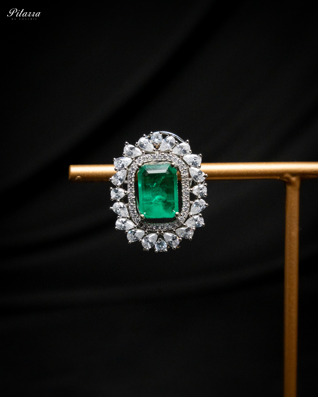 Green Cubic Zircon Choker Set_Zoom Earrings