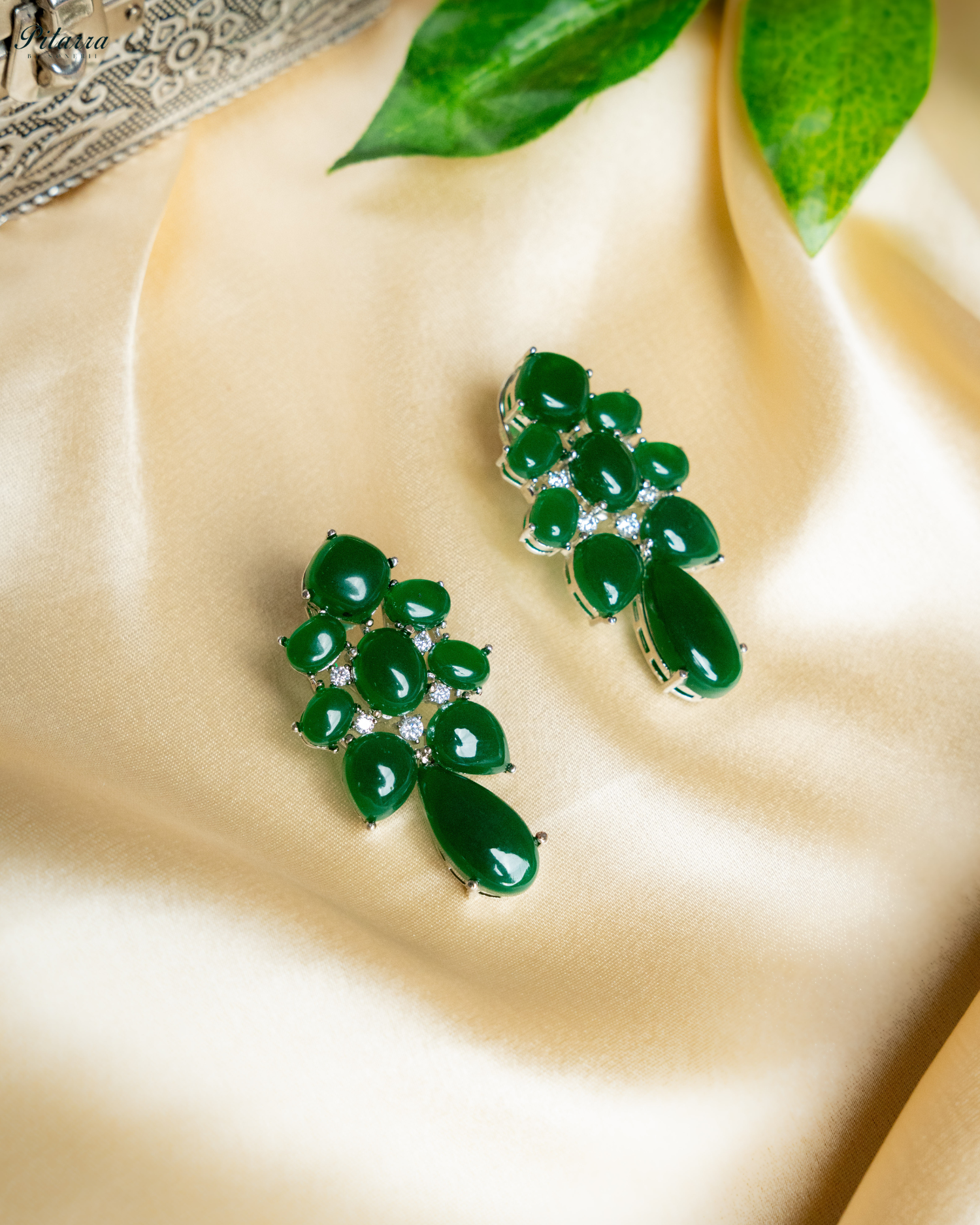Green Doublet Drop Earrings_Main