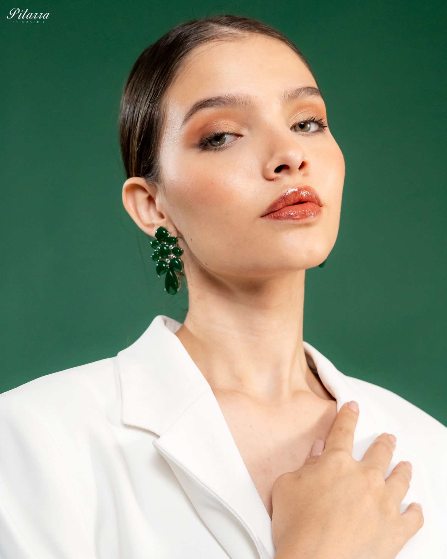 Green Doublet Drop Earrings_Side Image