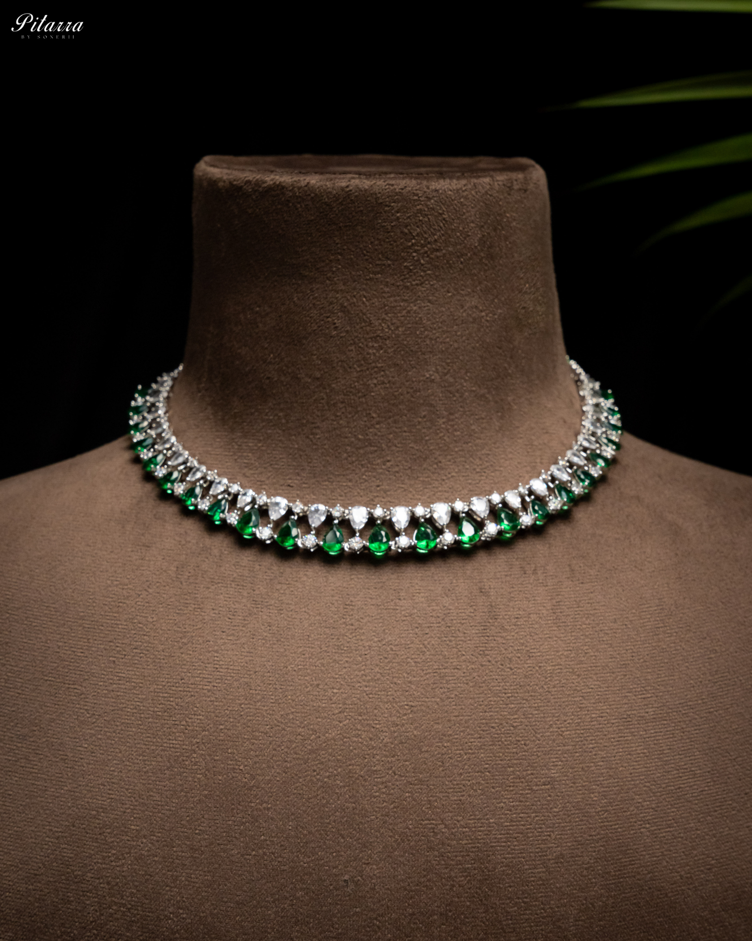 Green Drop CZ Necklace Set_Necklace