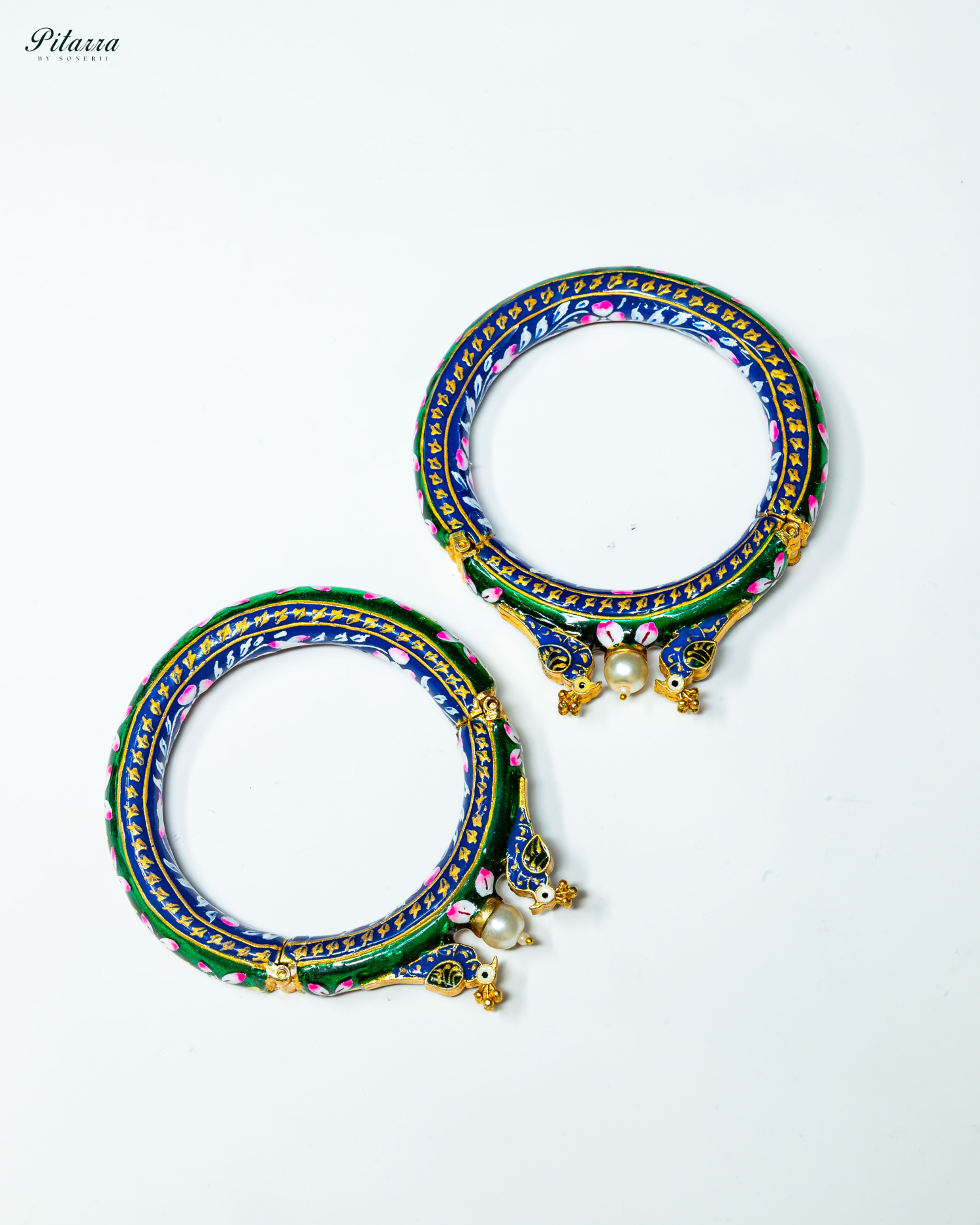 Green Traditional Kundan Bangle Set_Side Angle