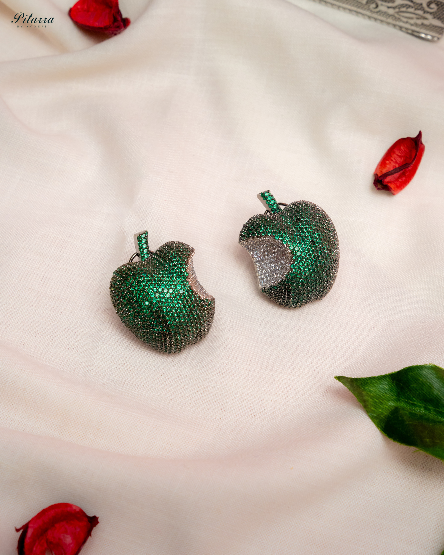Green Victorian Polish Earrings_White Background