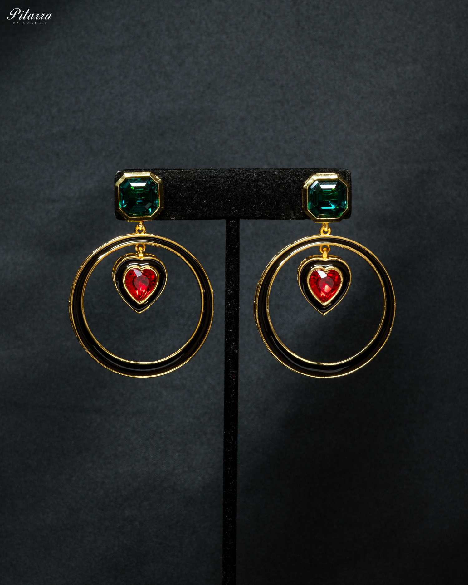 Green and Red Crystal Hope Earrings_Front Image