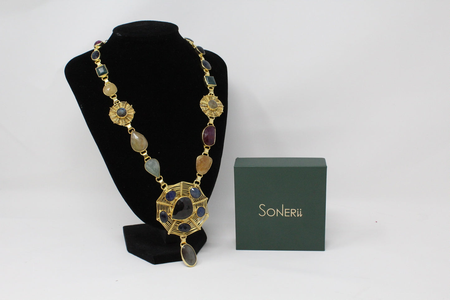 Gold Plated Multi Stone Necklace