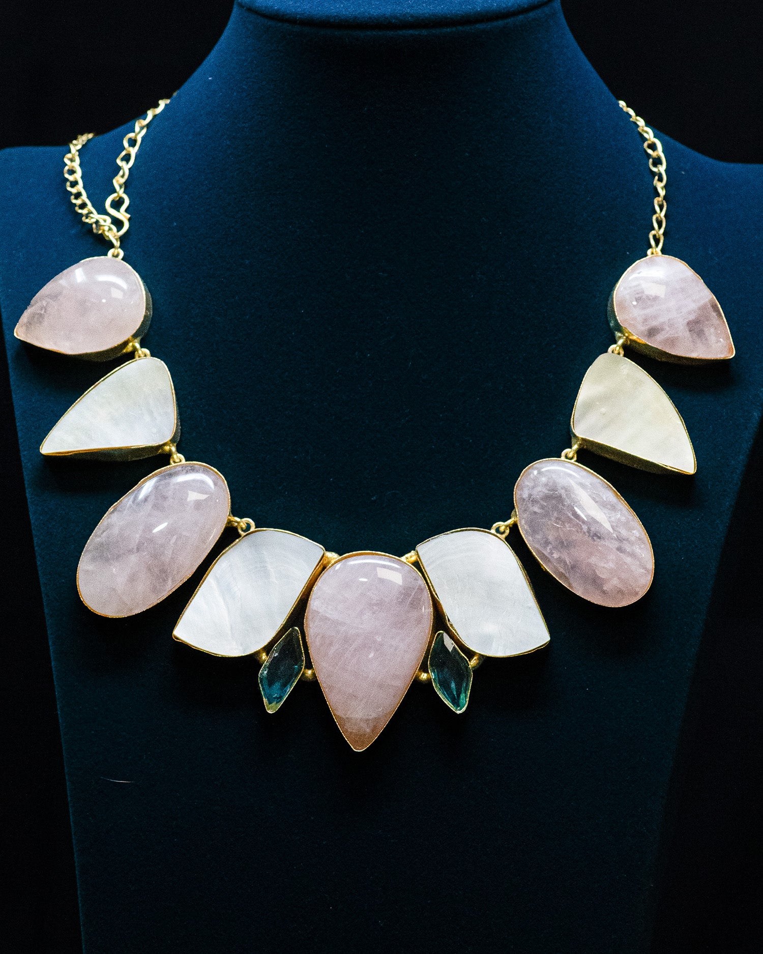 Peach Drop Multi Sculptural Stone Statement Necklace Set