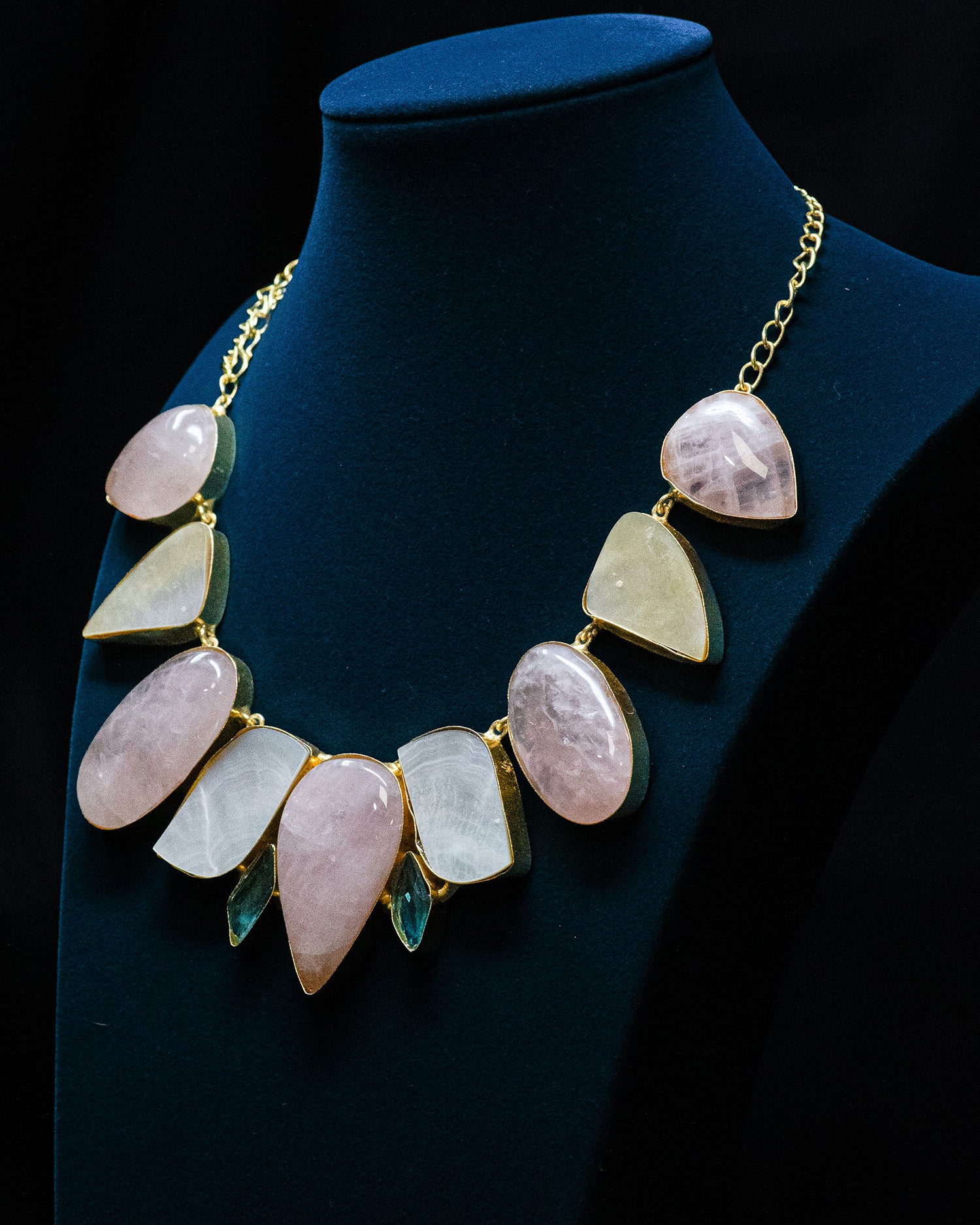 Peach Drop Multi Sculptural Stone Statement Necklace Set