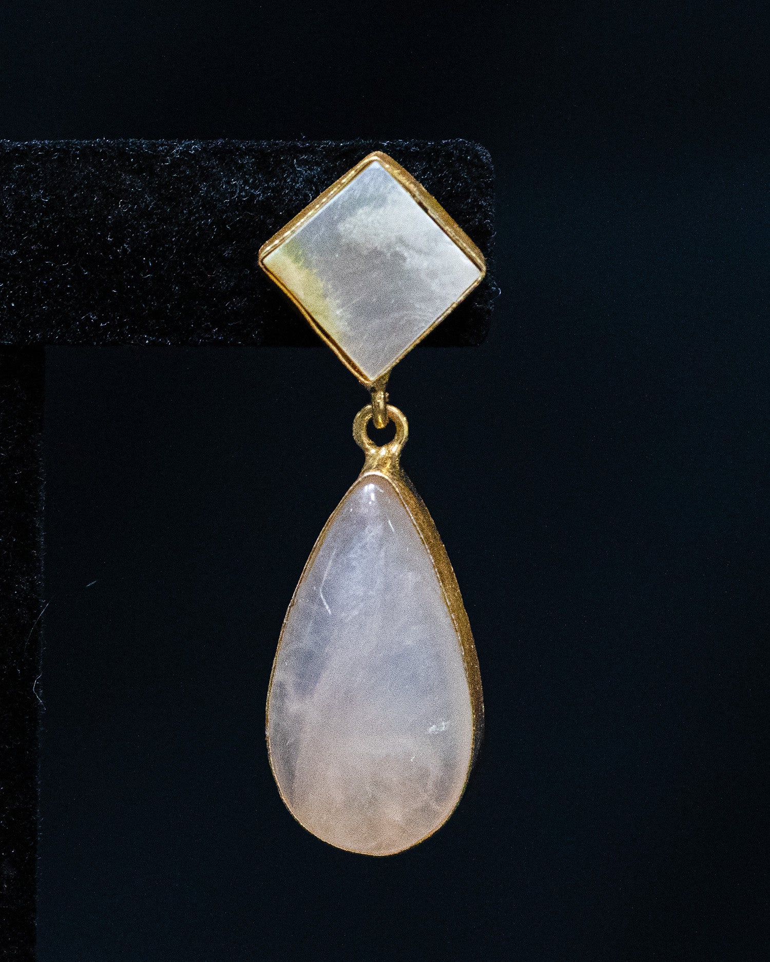 Peach Drop Sculptural Stone Long Statement Necklace Set