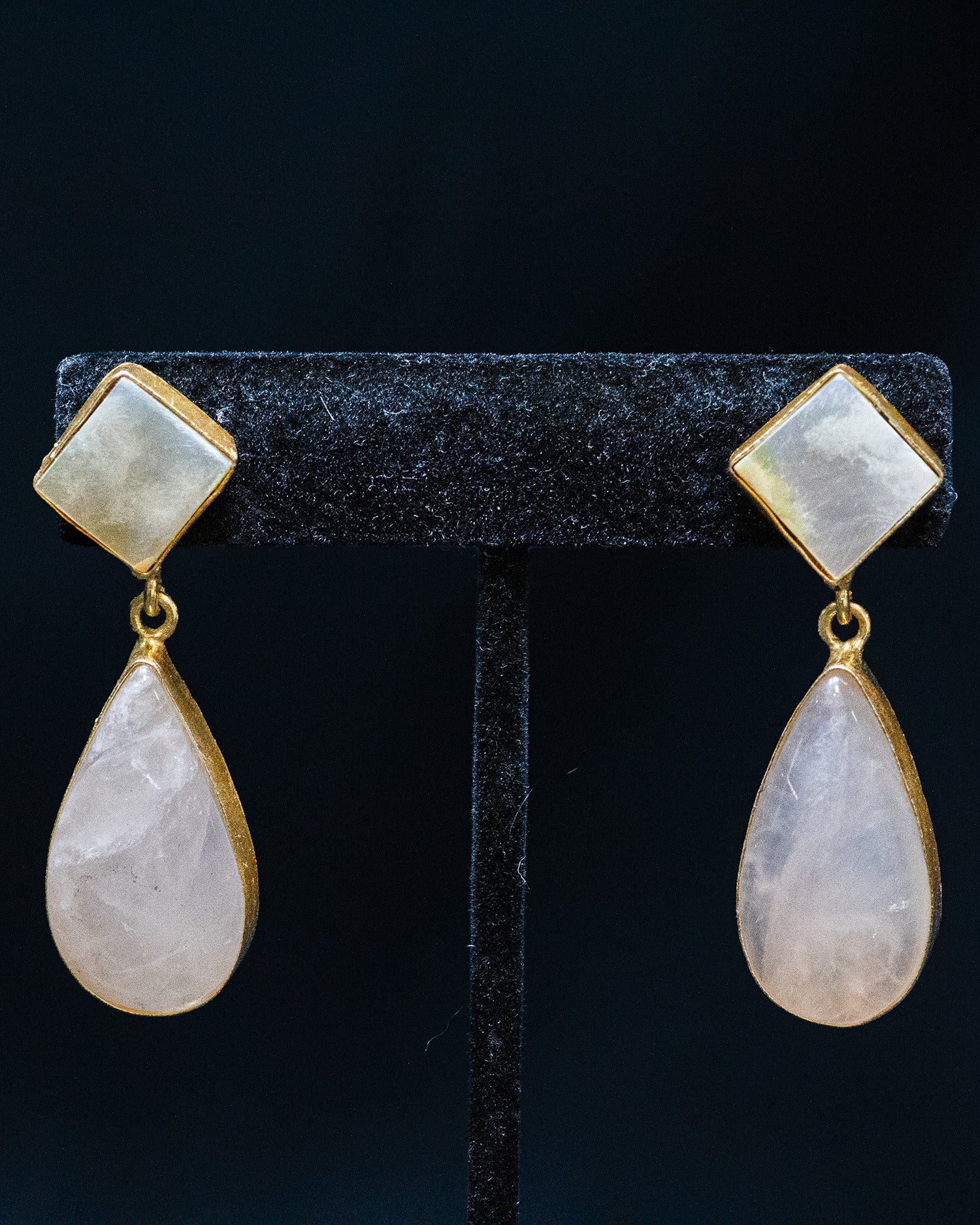 Peach Drop Sculptural Stone Long Statement Necklace Set