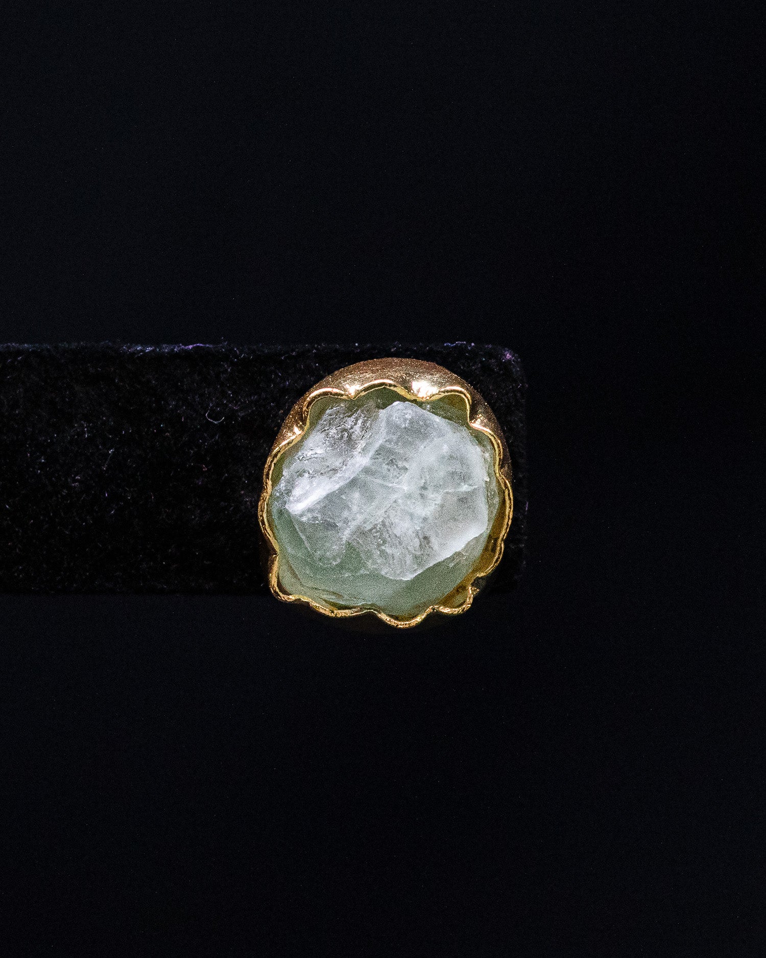 Gold Plated Green Raw Stone Collar Pendant Set