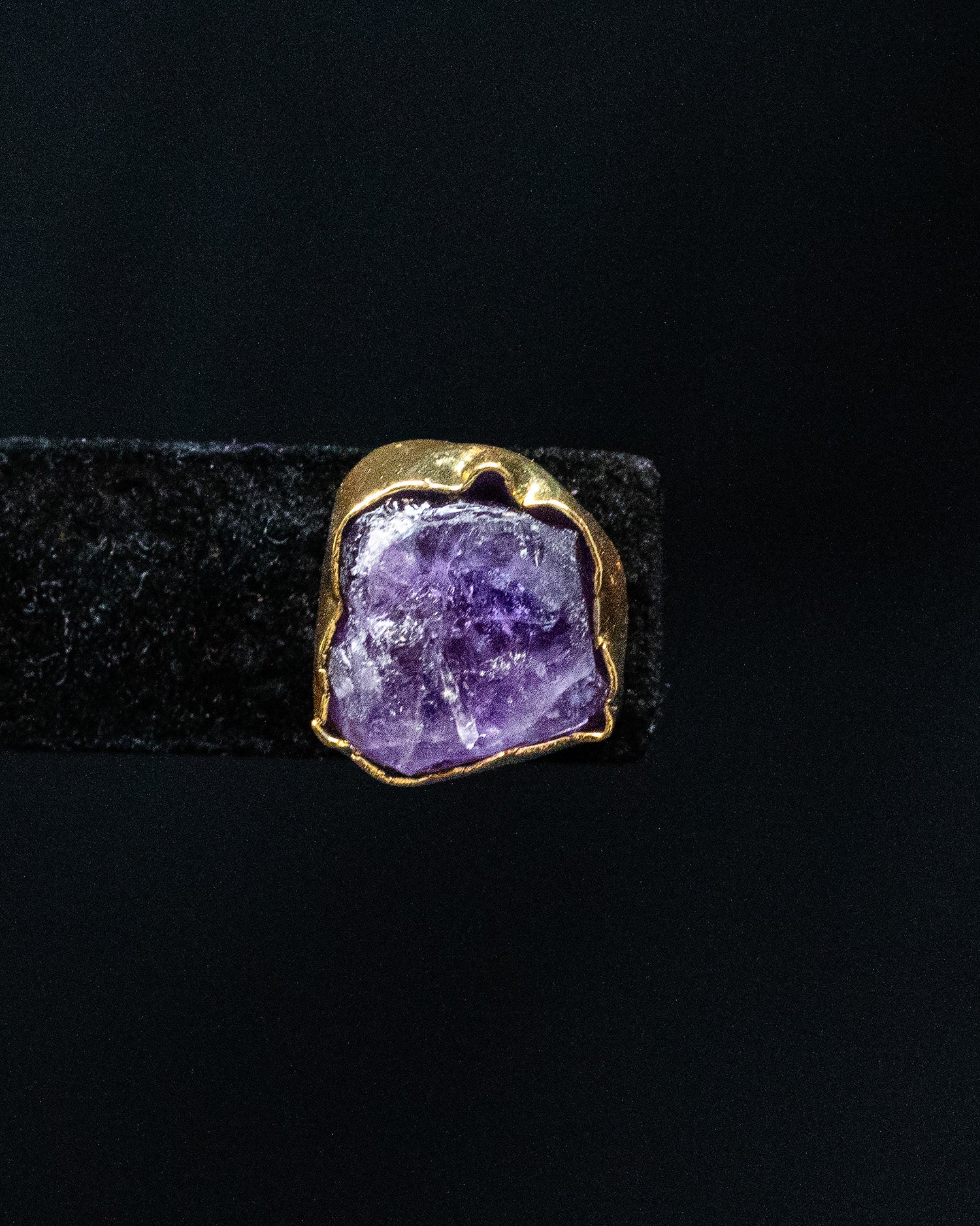 Gold Plated Purple Raw Stone Collar Pendant Set