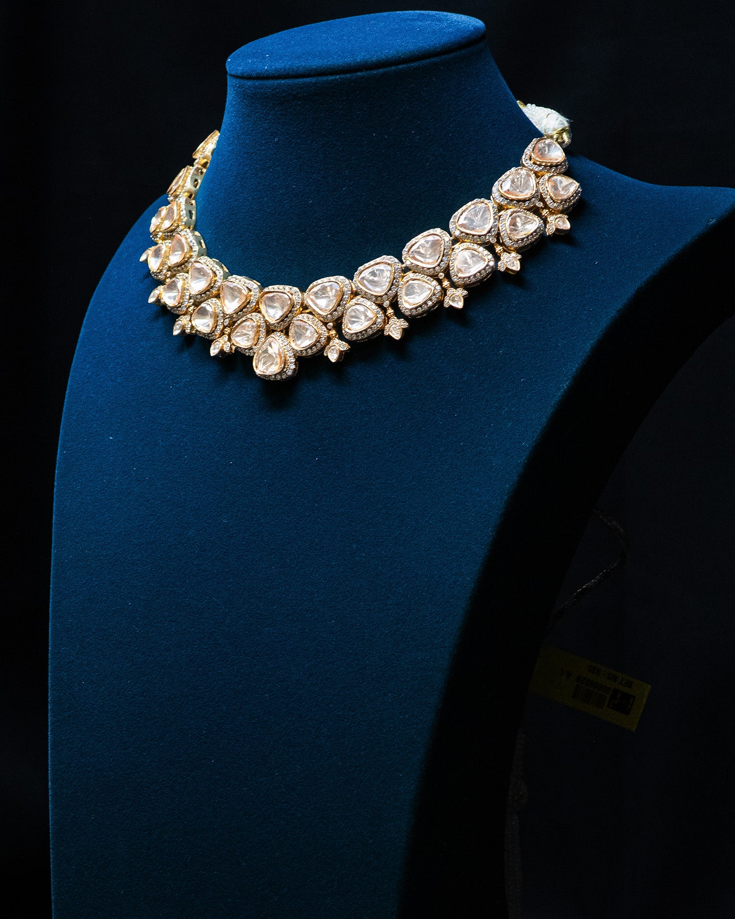 Golden Finish Uncut Stones Polki Kundan Necklace Set