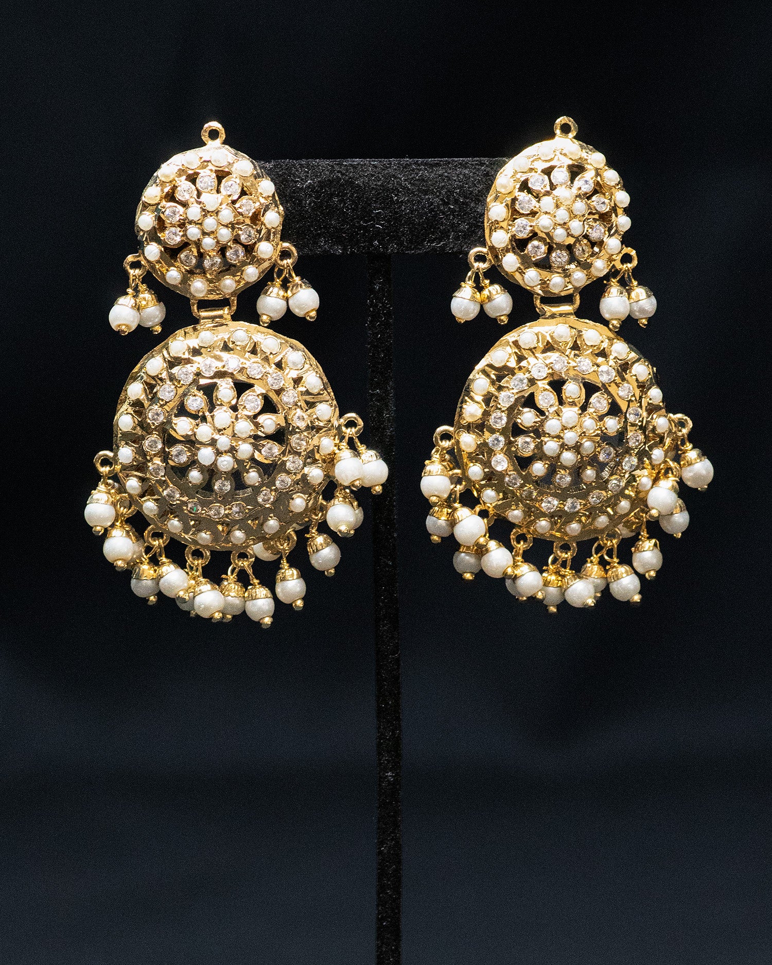 Multilayer Pearl Gold Finish Flora Kundan Necklace Set