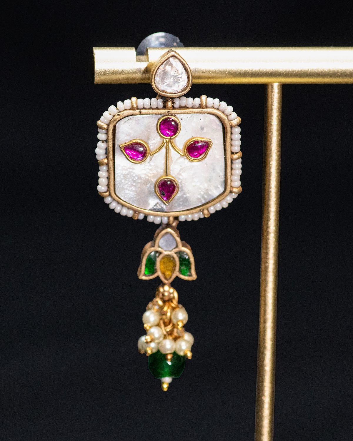 Dual Peacock White Stone Antique Designer Silver Look Alike Pendant Set