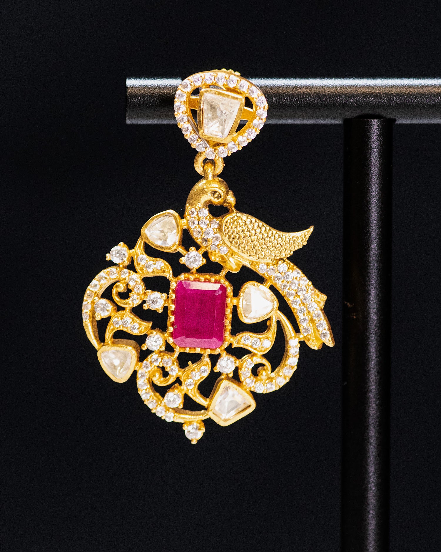 Royal Ruby Red & Peacock Motif Kundan Choker Set