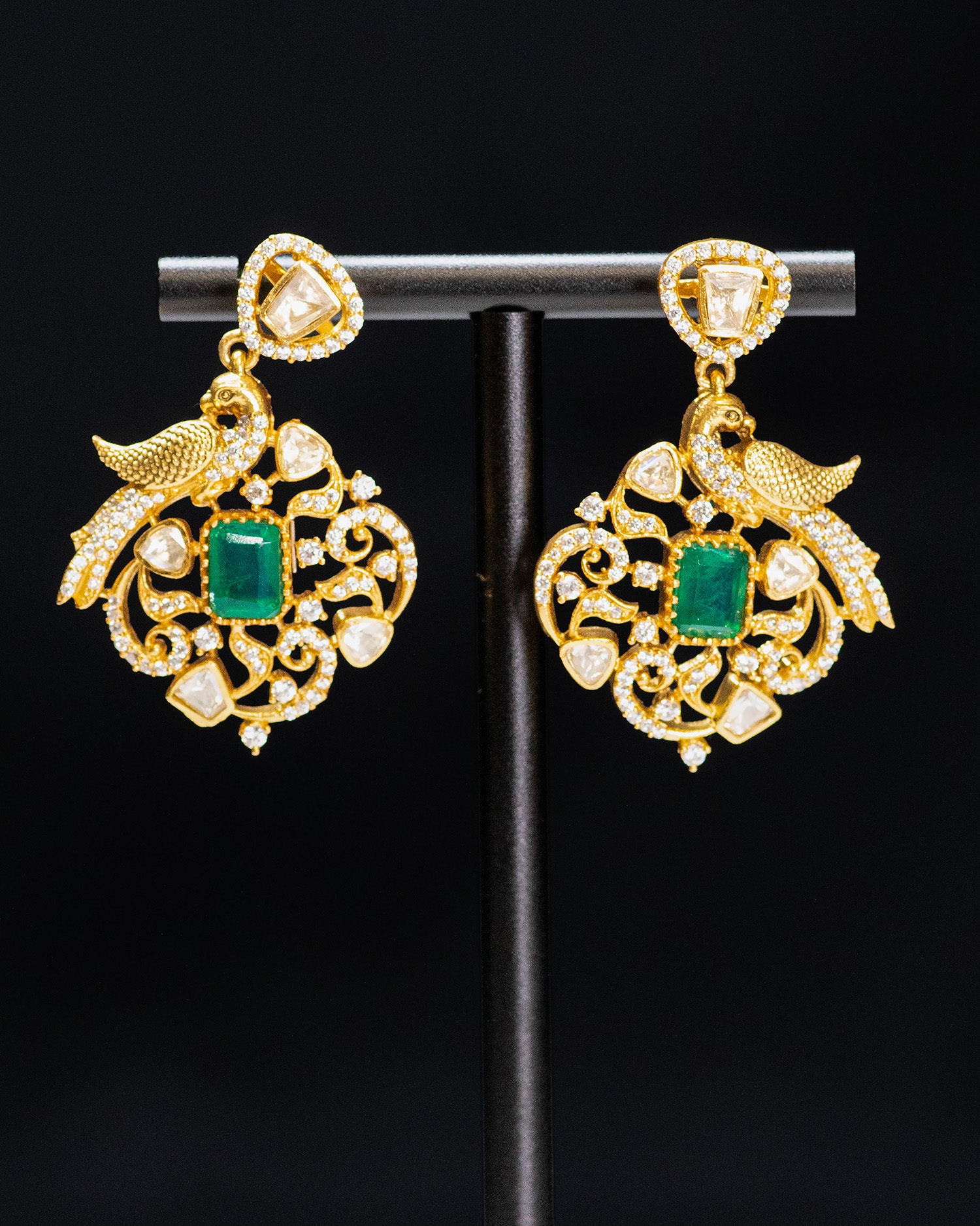 Regal Emerald Green & Peacock Motif Kundan Choker Set
