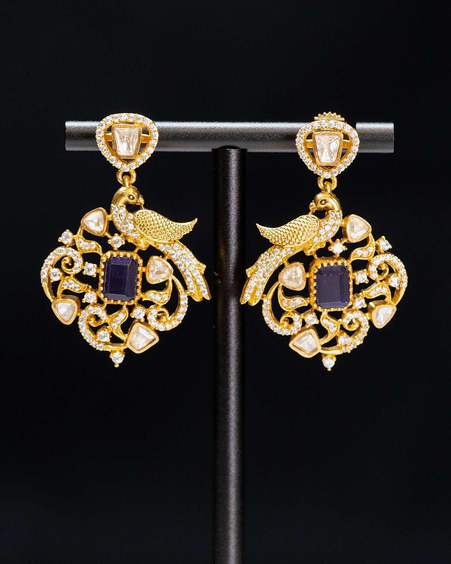Royal Sapphire Blue & Peacock Motif Kundan Choker Set