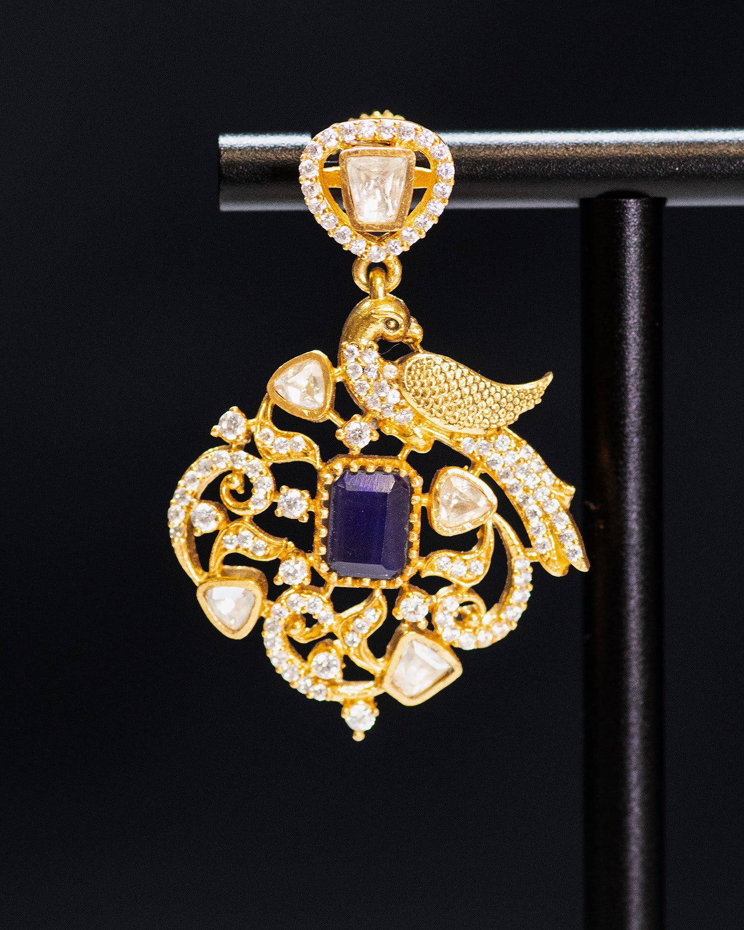 Royal Sapphire Blue & Peacock Motif Kundan Choker Set