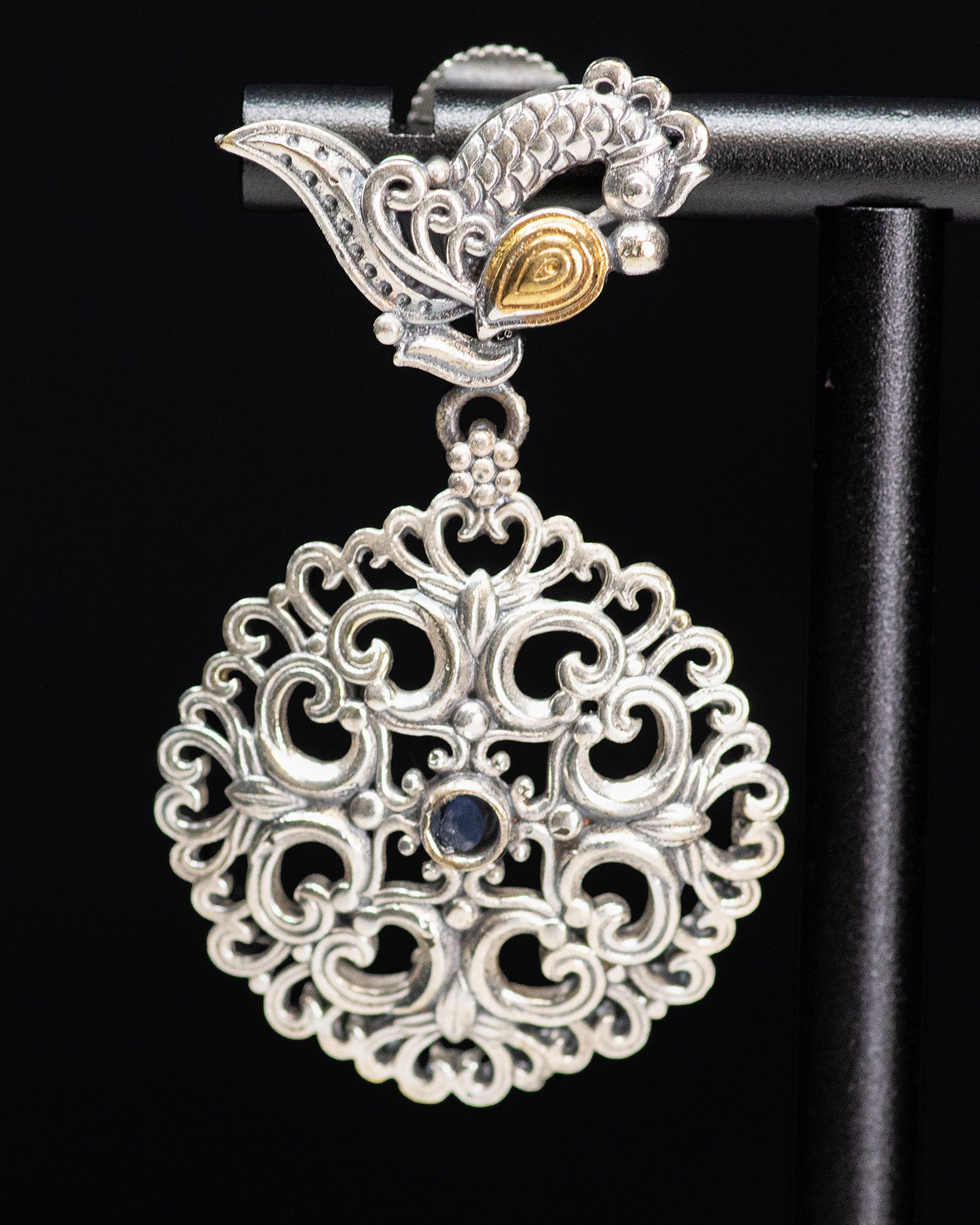 Blue Stone Blue Beads Peacock String Silver Look Alike Necklace Set
