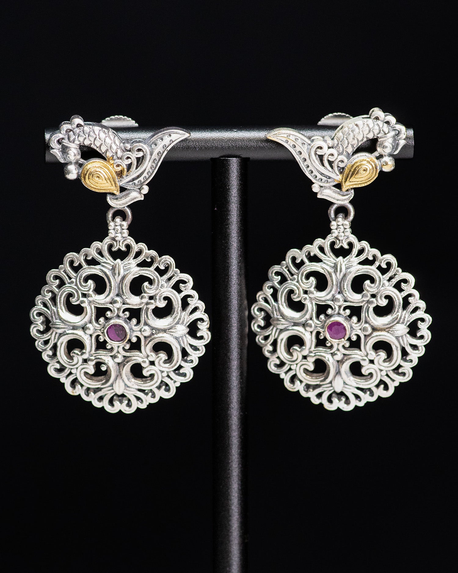 Peach Stone Multicolor Beads Peacock String Silver Look Alike Necklace Set