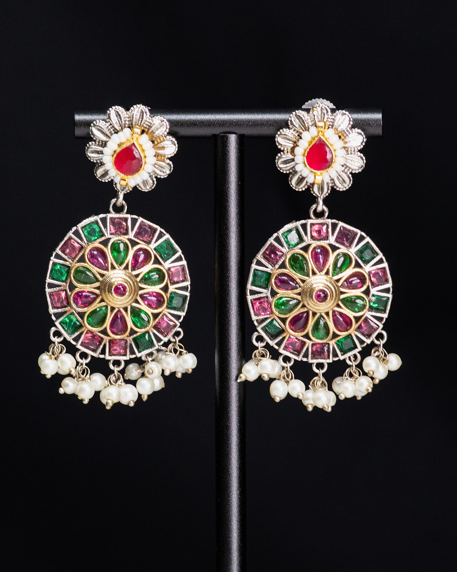 Royal Peacock Silver Look Alike Statement Necklace Set