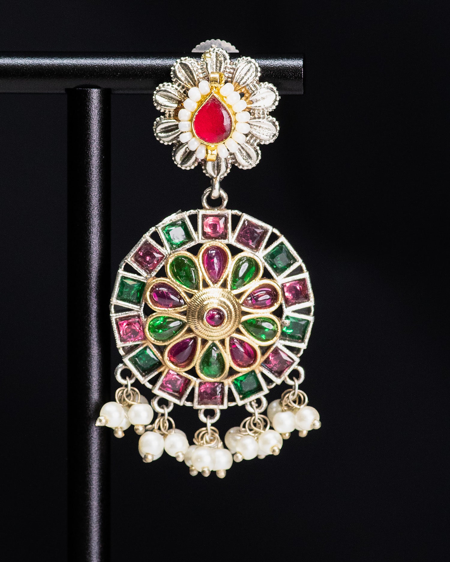 Royal Peacock Silver Look Alike Statement Necklace Set