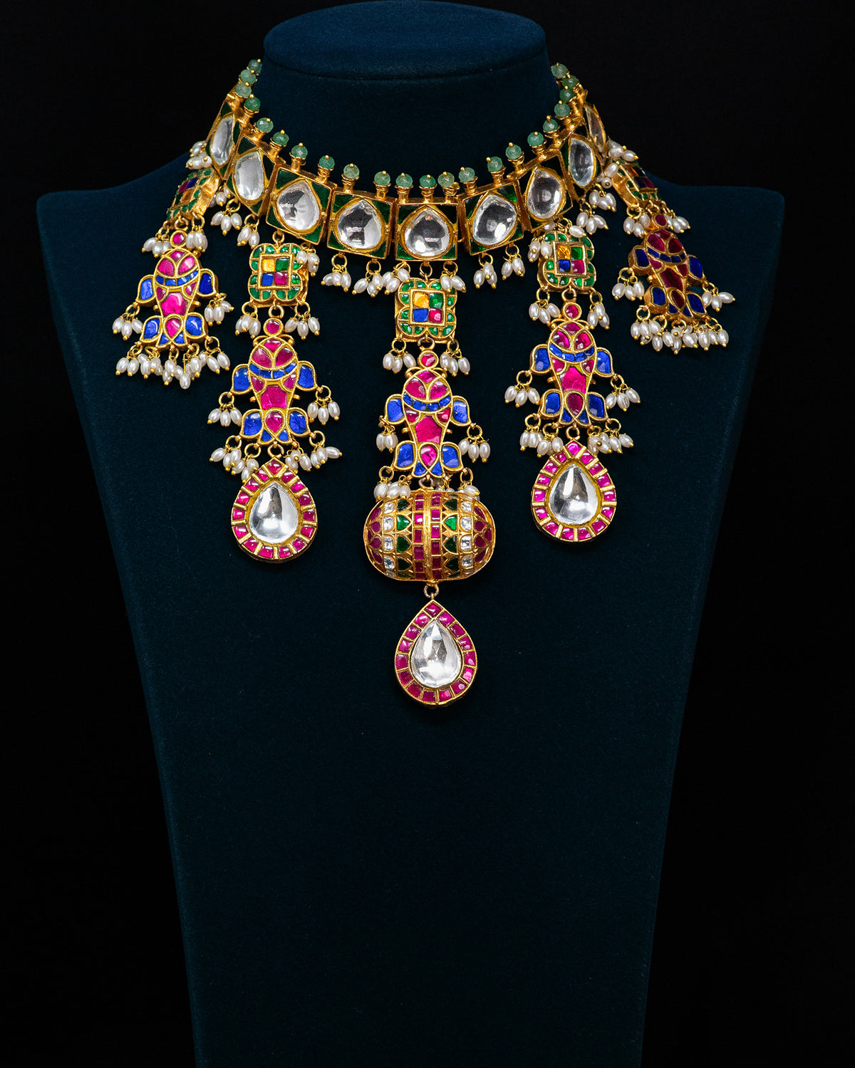 Multicolor Handcrafted Pachi Kundan Necklace Set