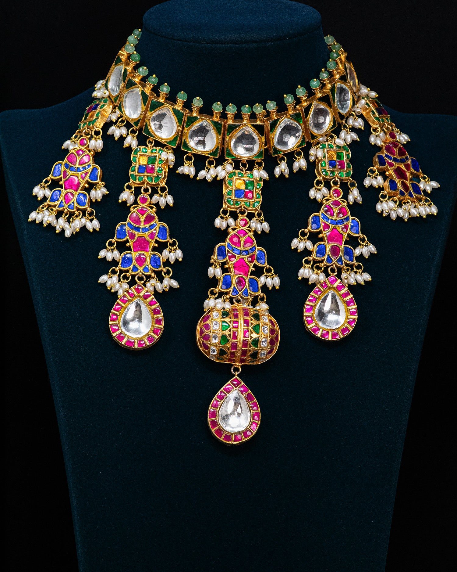Multicolor Handcrafted Pachi Kundan Necklace Set