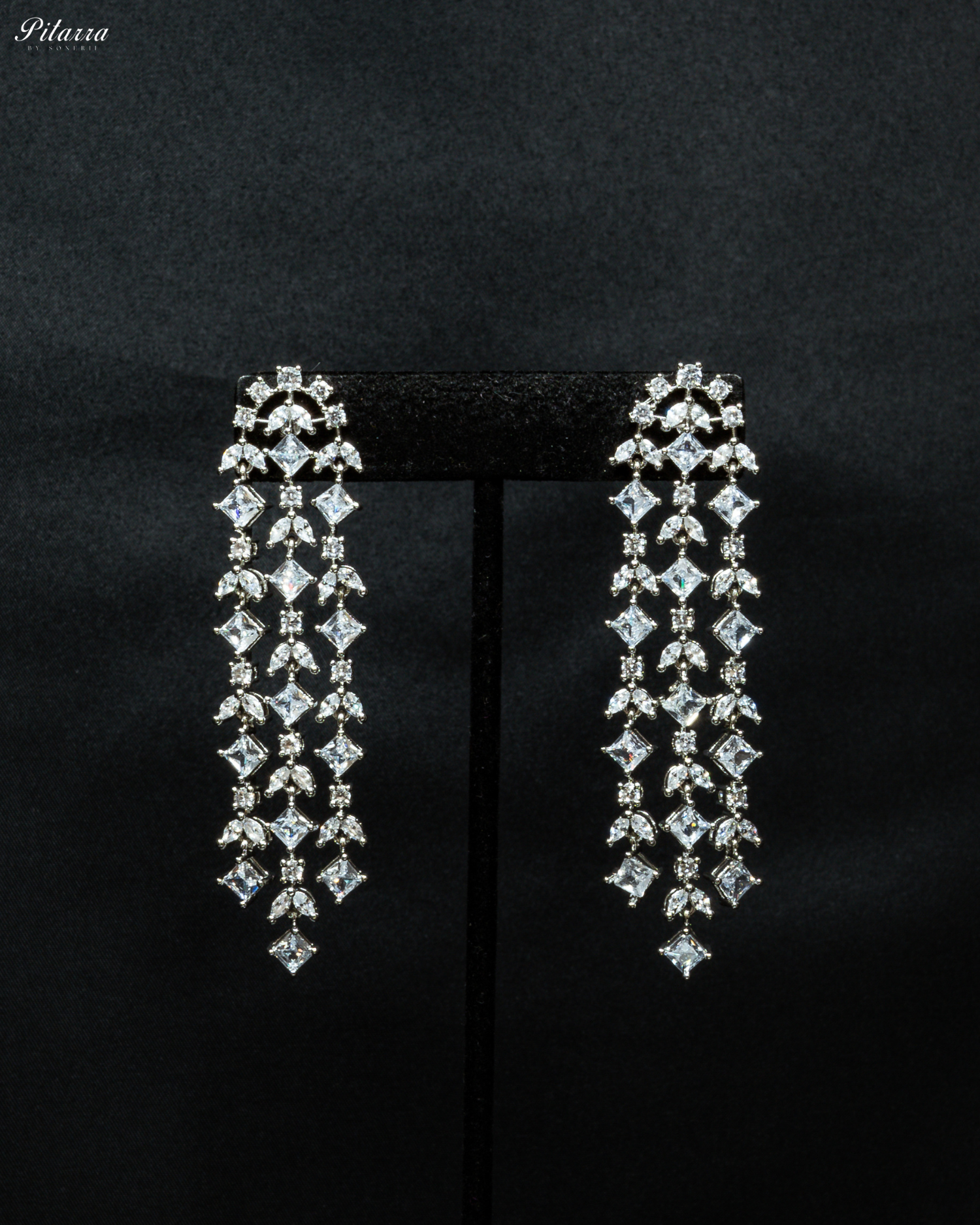 Long Statement Silver Dangler Earrings_Front Image